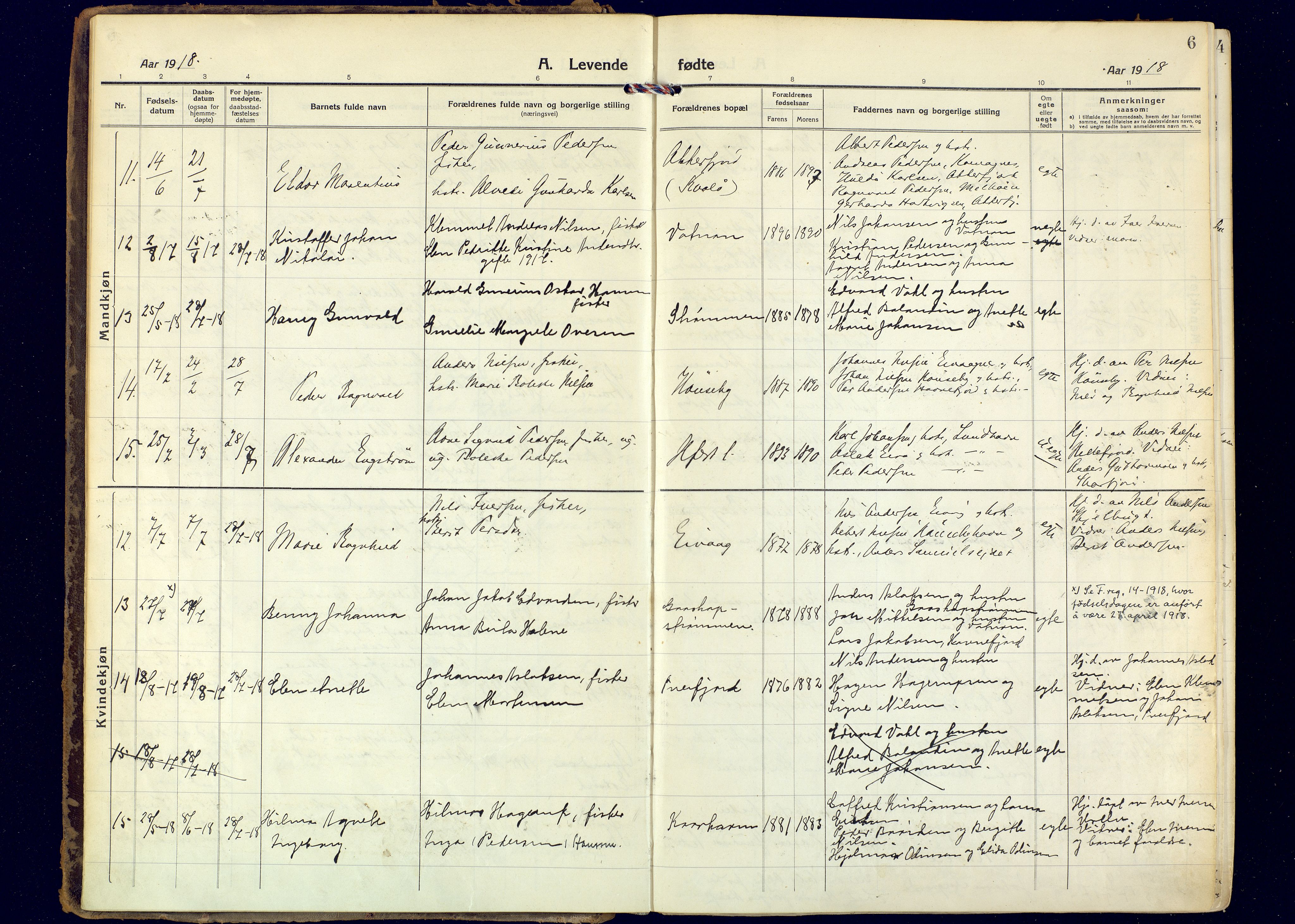 Hammerfest sokneprestkontor, AV/SATØ-S-1347/H/Ha/L0018.kirke: Parish register (official) no. 18, 1918-1933, p. 6