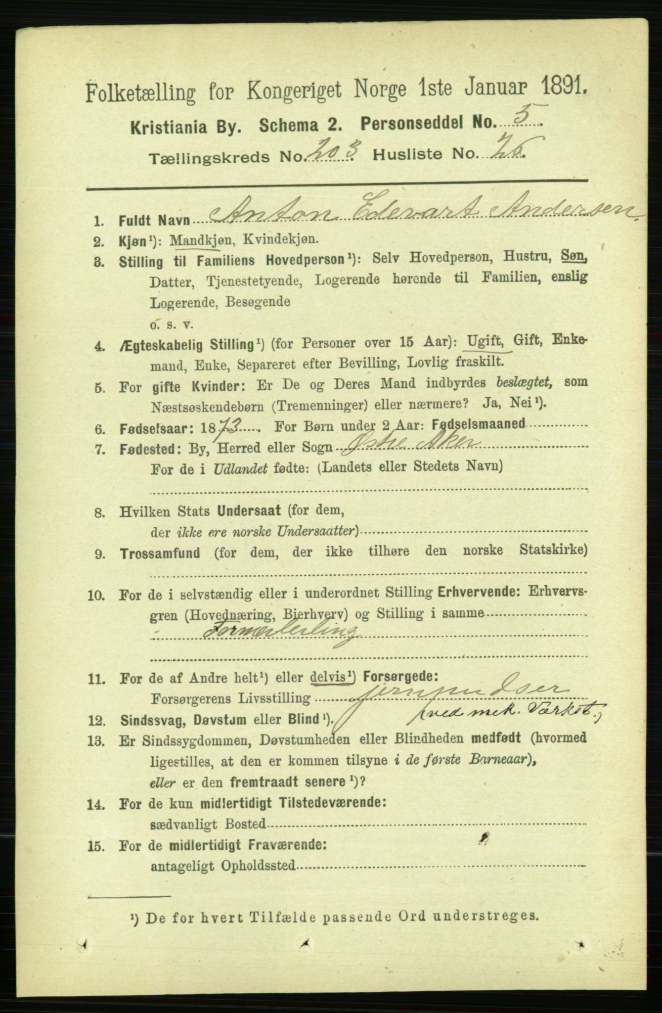 RA, 1891 census for 0301 Kristiania, 1891, p. 122608