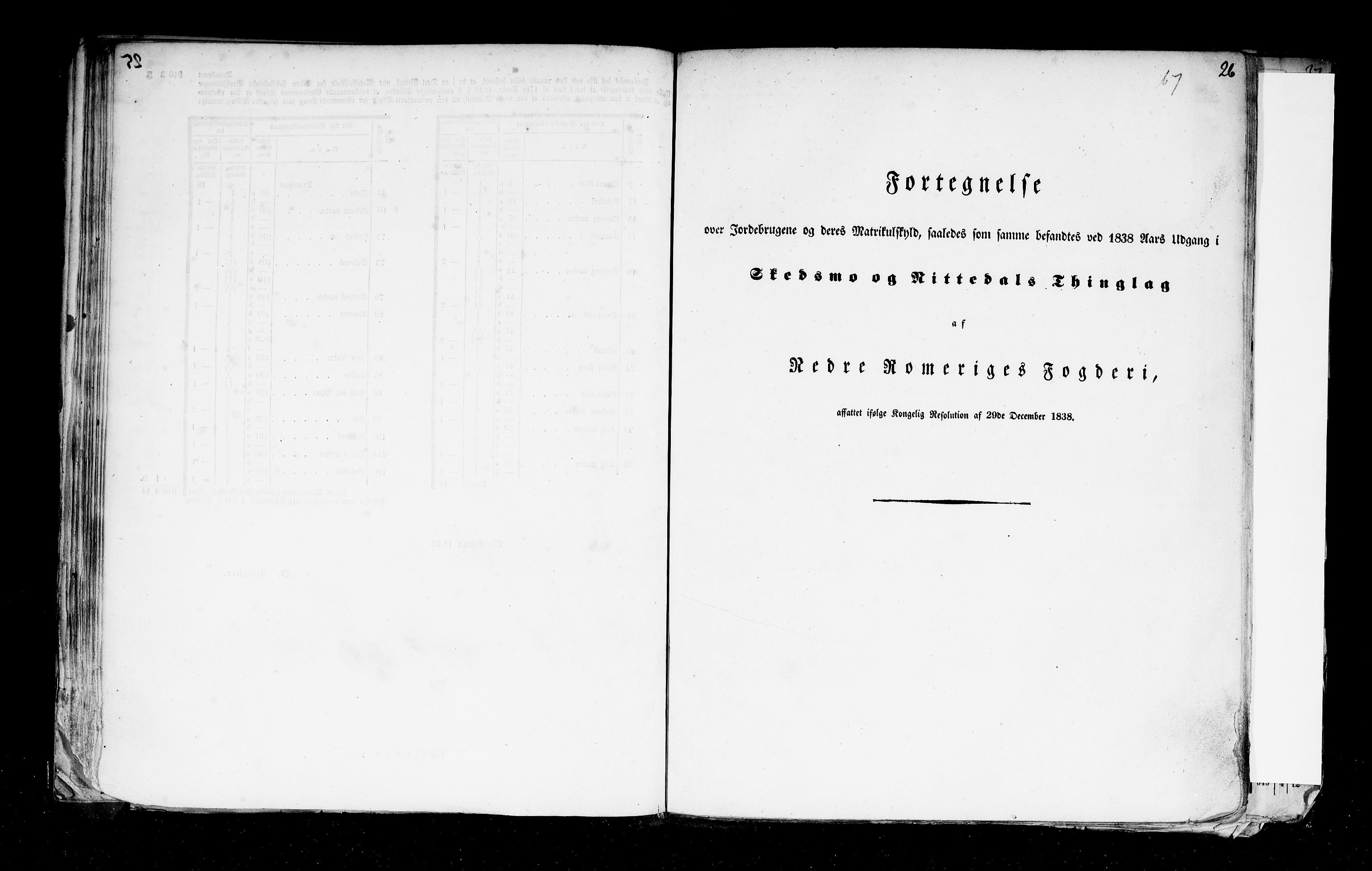 Rygh, RA/PA-0034/F/Fb/L0002: Matrikkelen for 1838 - Akershus amt (Akershus fylke), 1838, p. 26a