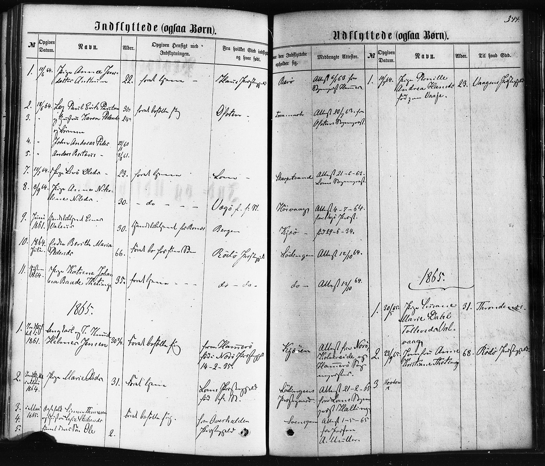 Ministerialprotokoller, klokkerbøker og fødselsregistre - Nordland, AV/SAT-A-1459/872/L1034: Parish register (official) no. 872A09, 1864-1884, p. 344