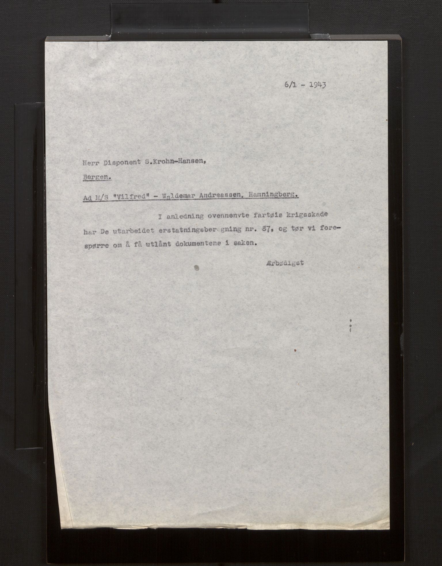 Fiskeridirektoratet - 1 Adm. ledelse - 13 Båtkontoret, AV/SAB-A-2003/La/L0008: Statens krigsforsikring for fiskeflåten, 1936-1971, p. 303