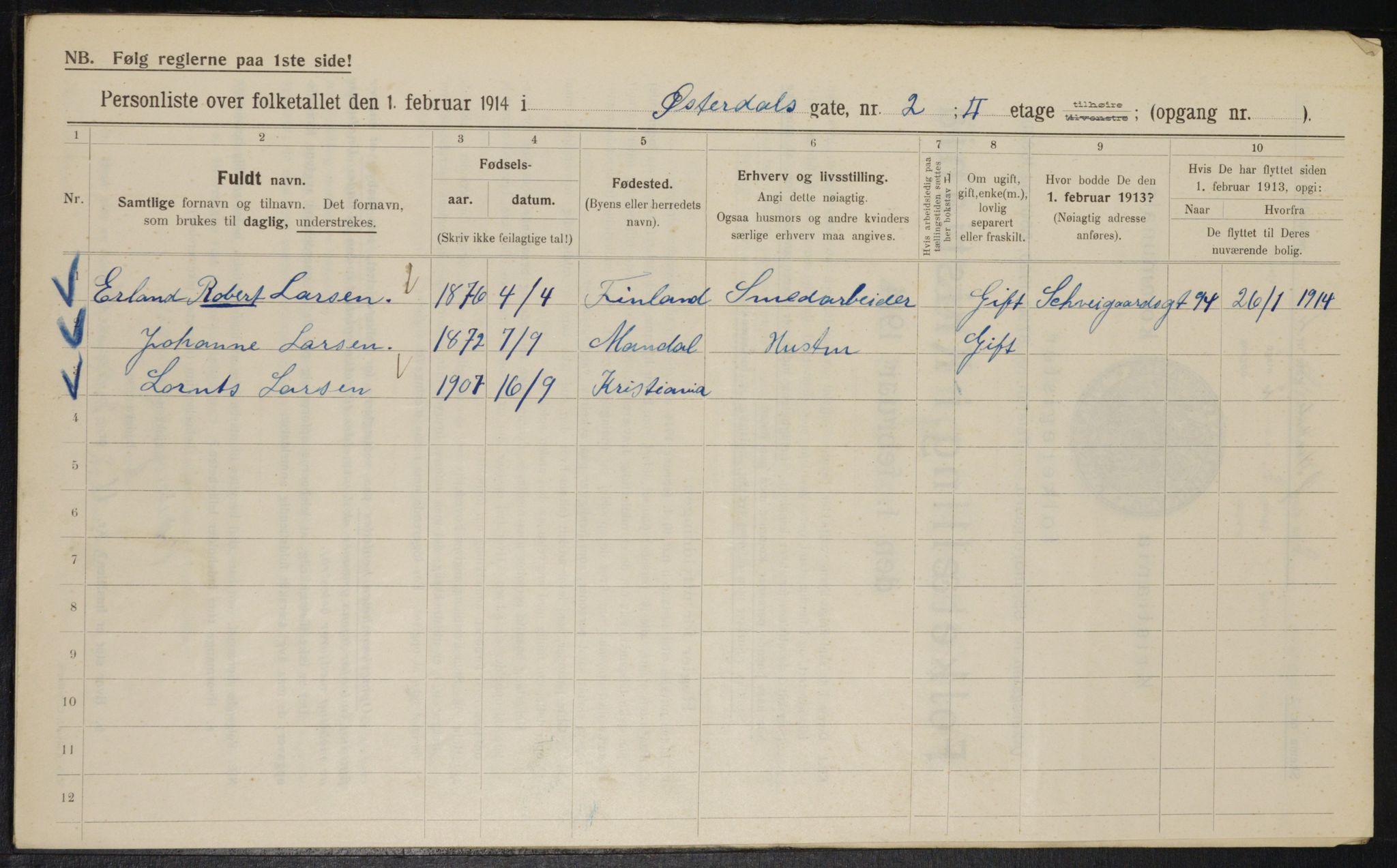 OBA, Municipal Census 1914 for Kristiania, 1914, p. 129930