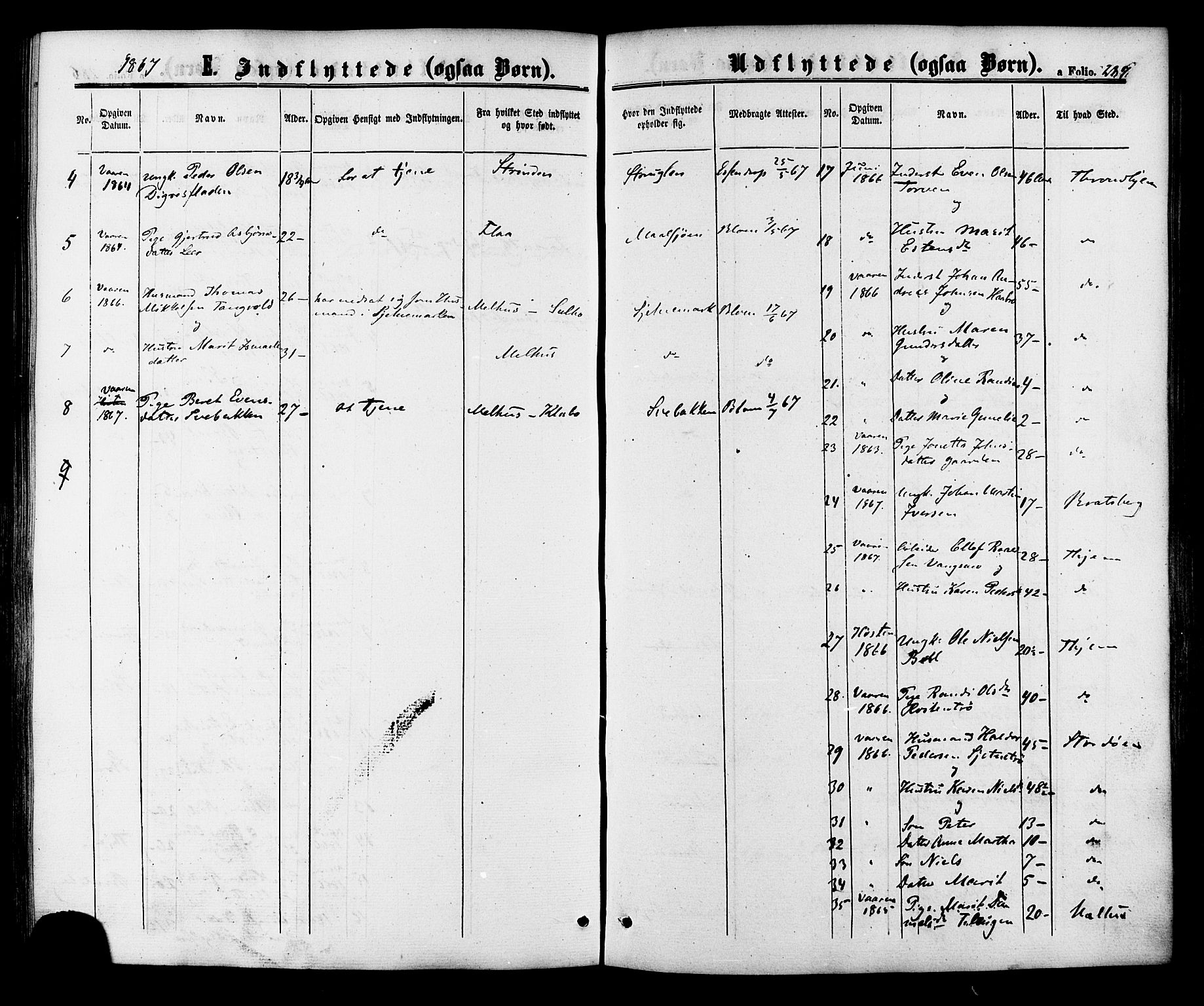Ministerialprotokoller, klokkerbøker og fødselsregistre - Sør-Trøndelag, SAT/A-1456/618/L0442: Parish register (official) no. 618A06 /1, 1863-1879, p. 287