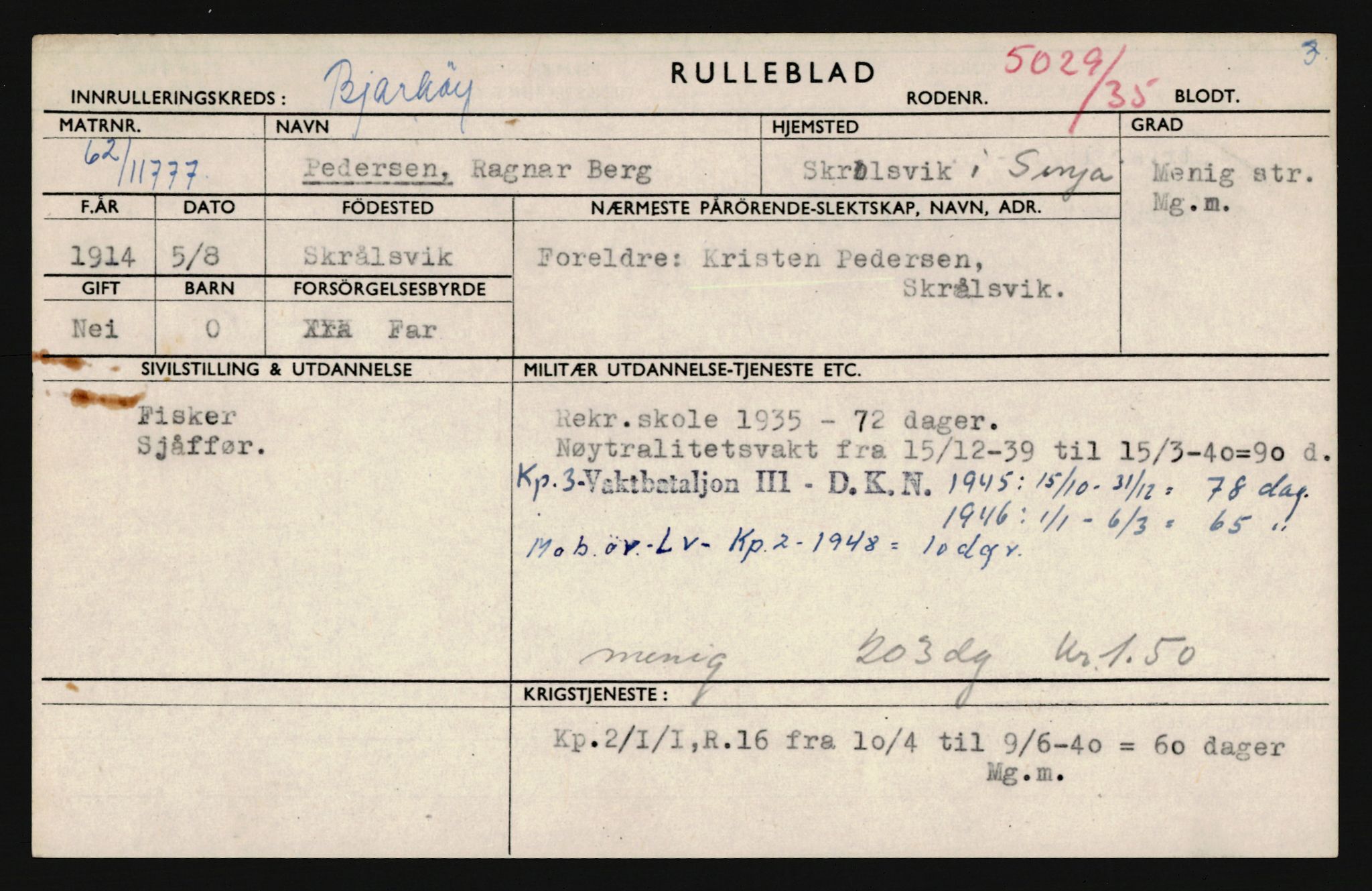 Forsvaret, Troms infanteriregiment nr. 16, AV/RA-RAFA-3146/P/Pa/L0019: Rulleblad for regimentets menige mannskaper, årsklasse 1935, 1935, p. 1029