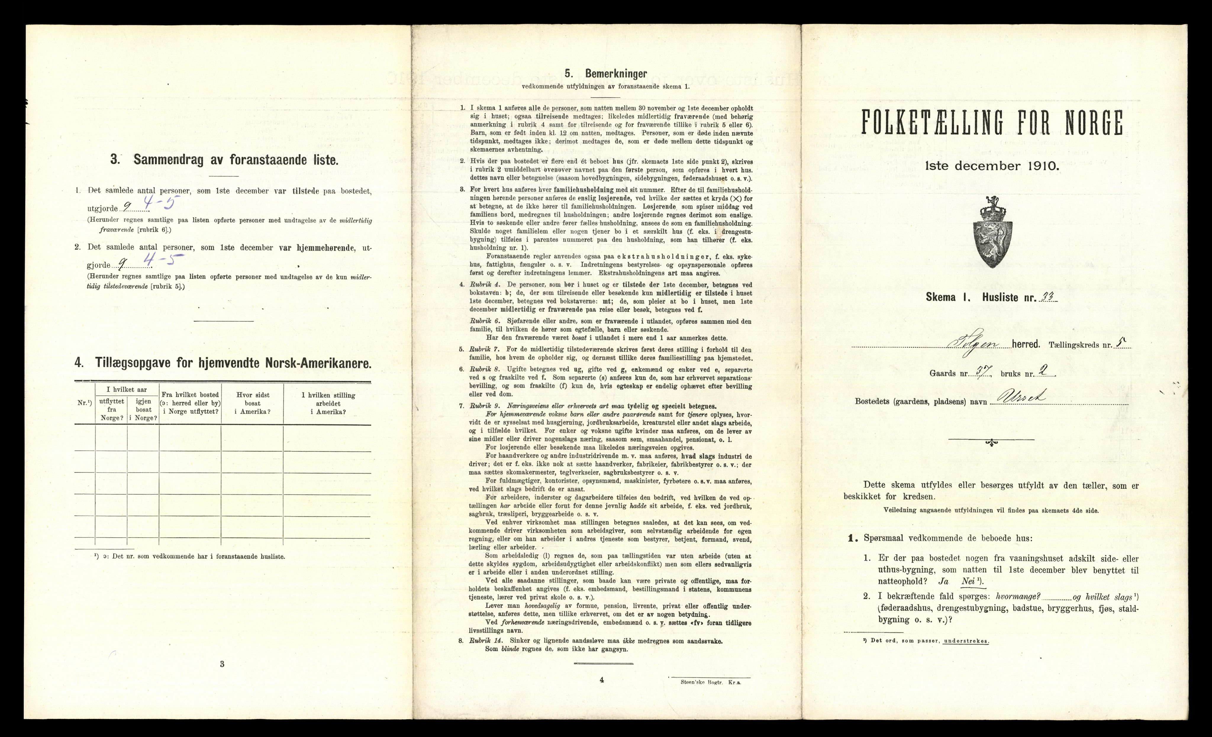 RA, 1910 census for Tolga, 1910, p. 420