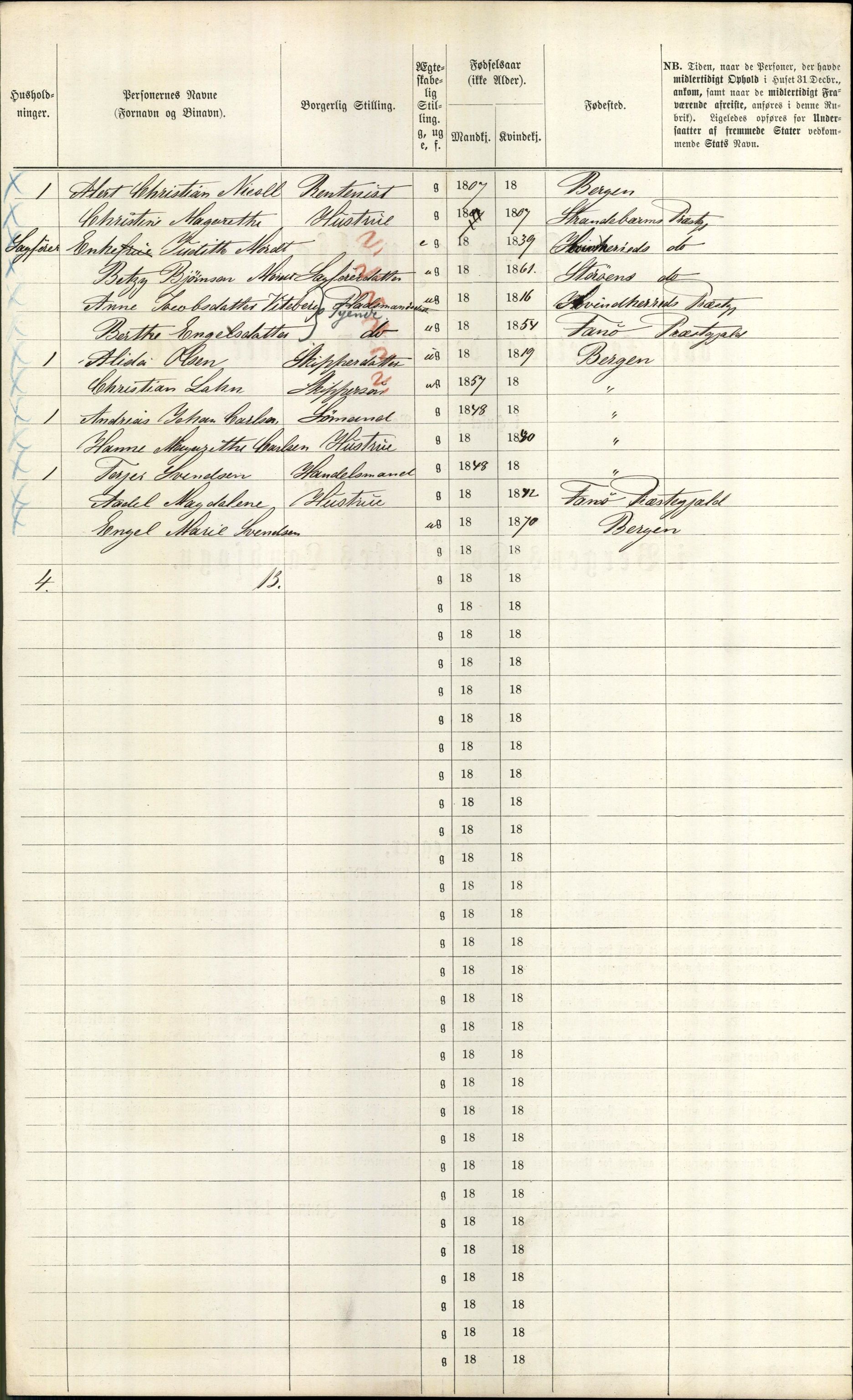 RA, 1870 census for 1301 Bergen, 1870