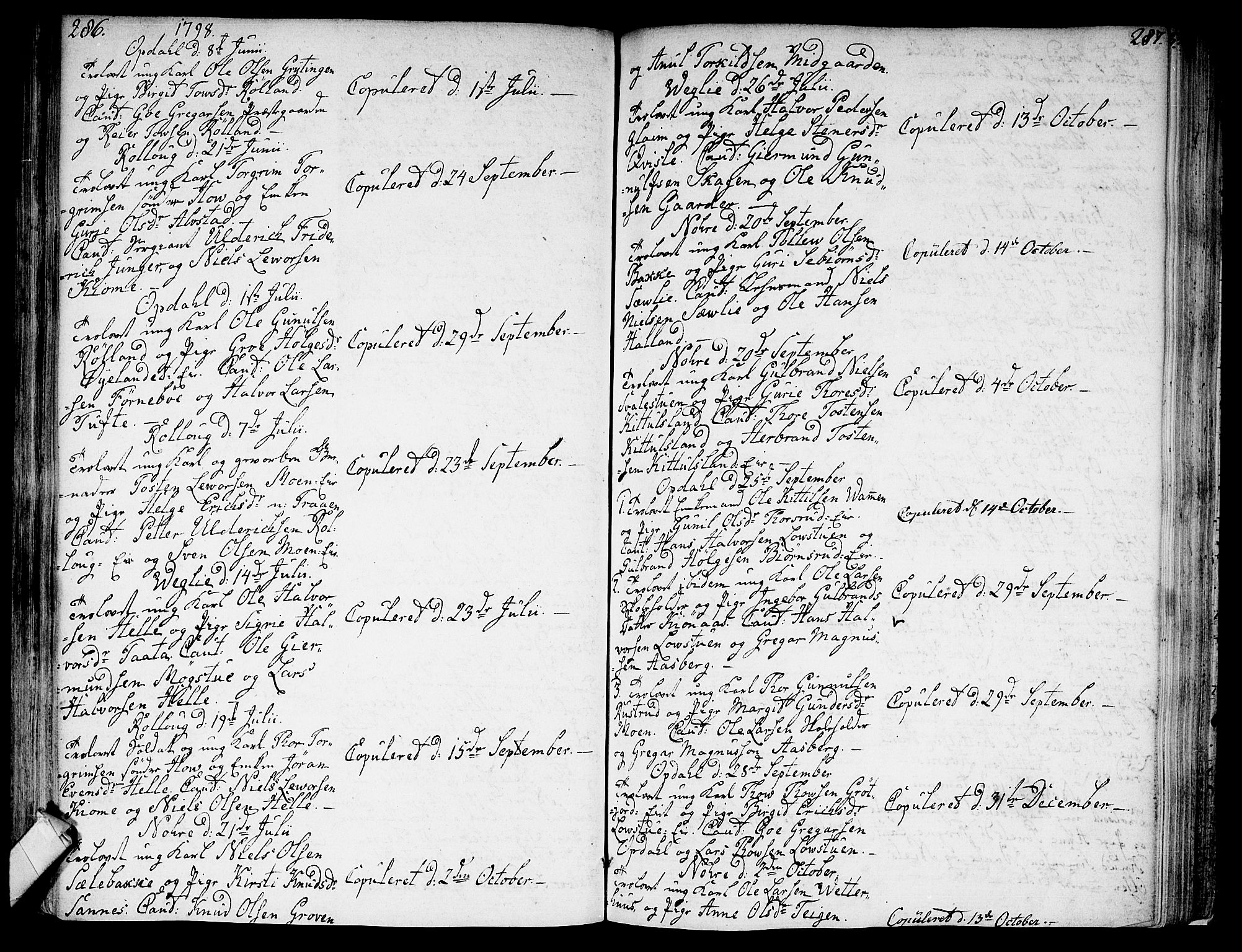 Rollag kirkebøker, SAKO/A-240/F/Fa/L0005: Parish register (official) no. I 5, 1792-1814, p. 286-287