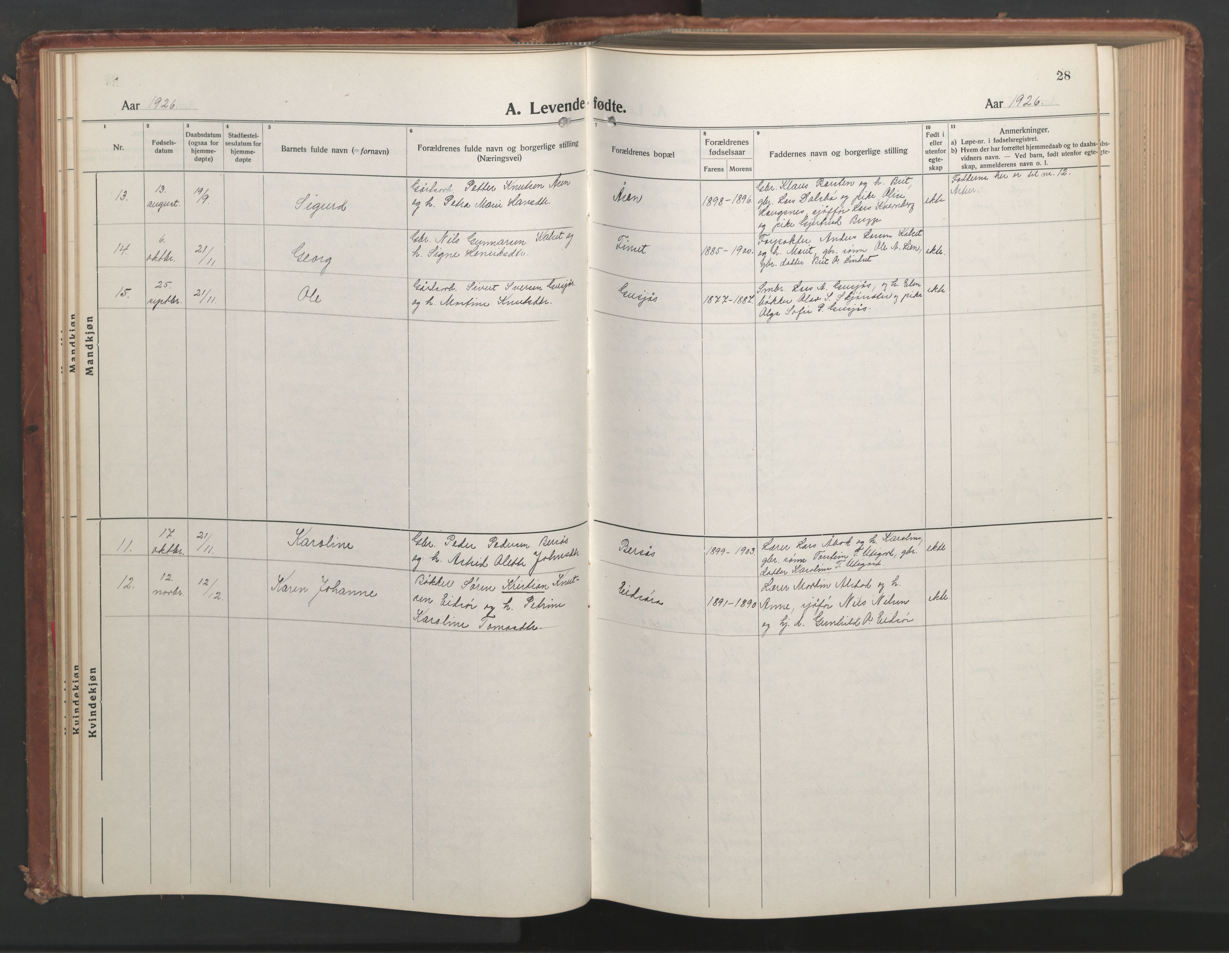 Ministerialprotokoller, klokkerbøker og fødselsregistre - Møre og Romsdal, SAT/A-1454/551/L0633: Parish register (copy) no. 551C05, 1921-1961, p. 28