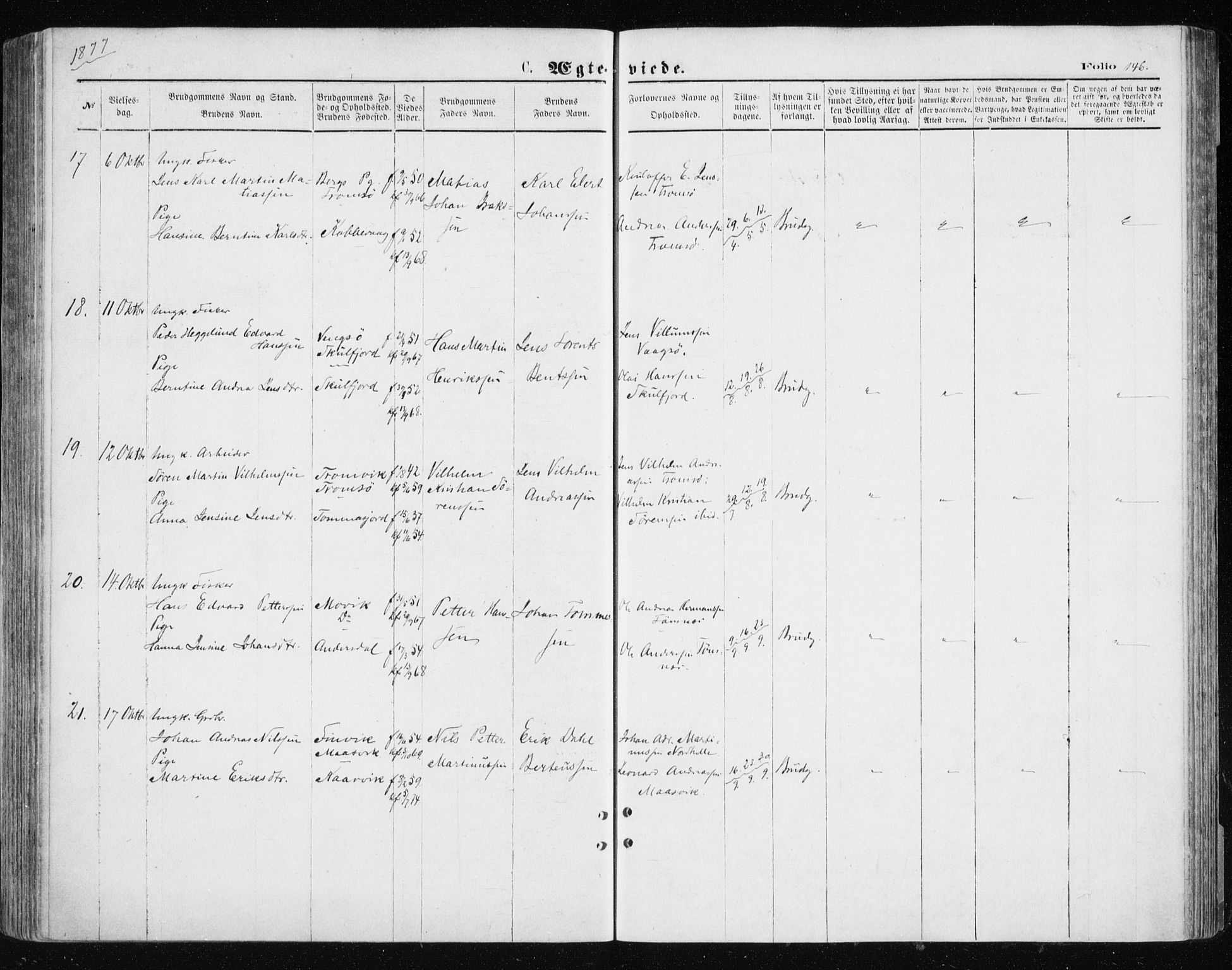 Tromsøysund sokneprestkontor, SATØ/S-1304/G/Ga/L0003kirke: Parish register (official) no. 3, 1875-1880, p. 146