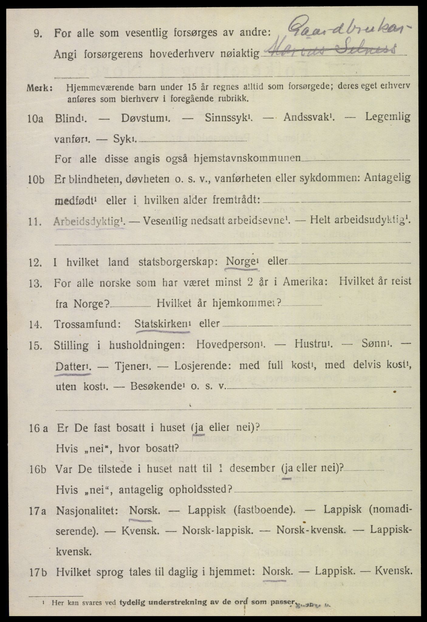 SAT, 1920 census for Verdal, 1920, p. 12142