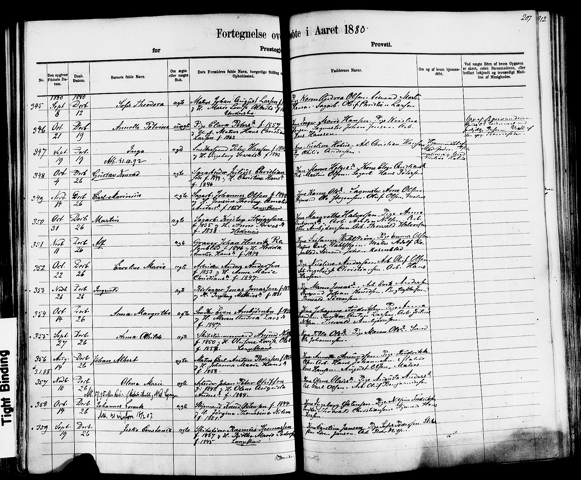 Larvik kirkebøker, AV/SAKO-A-352/F/Fa/L0006: Parish register (official) no. I 6, 1871-1883, p. 207