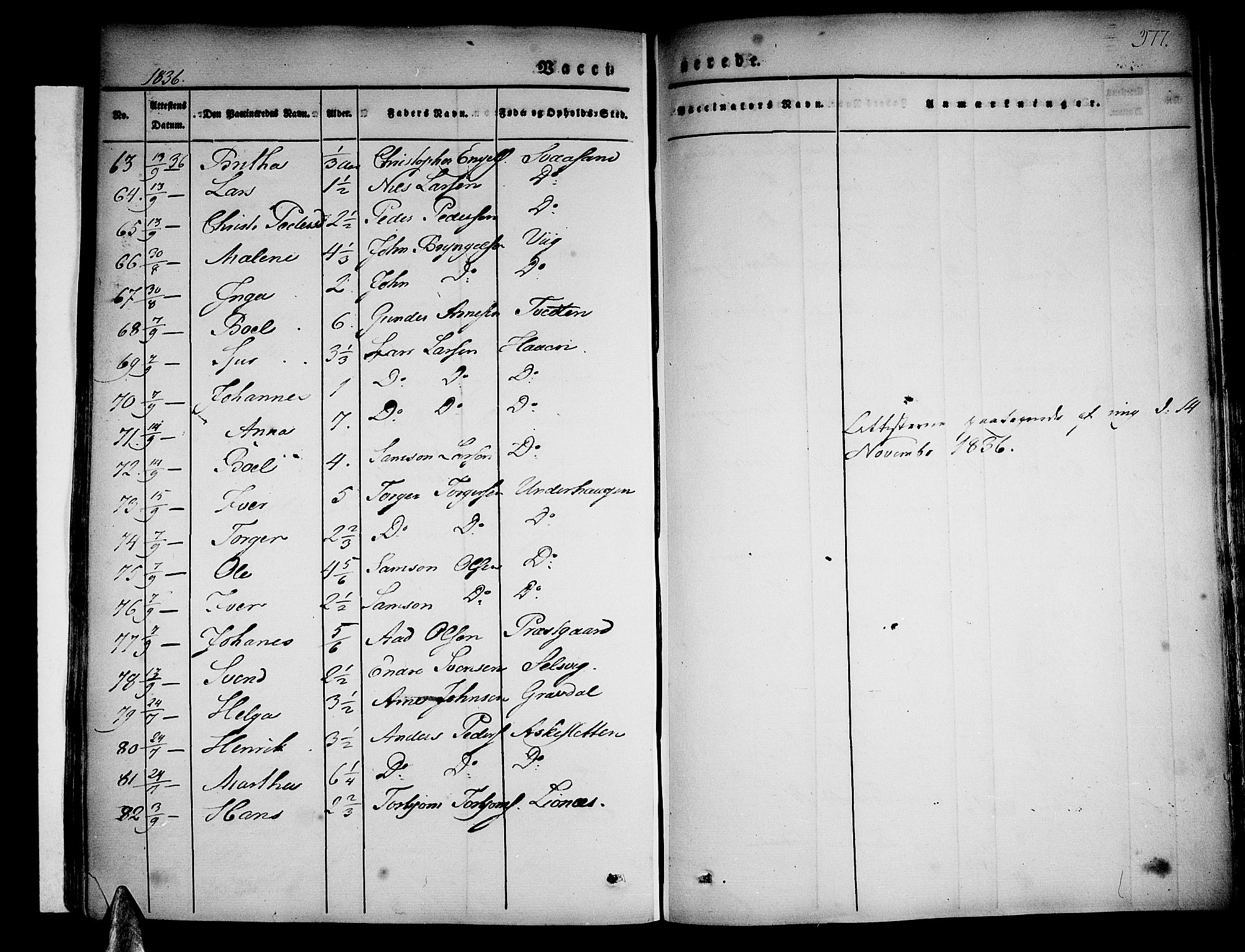 Strandebarm sokneprestembete, AV/SAB-A-78401/H/Haa: Parish register (official) no. A 6, 1826-1843, p. 377