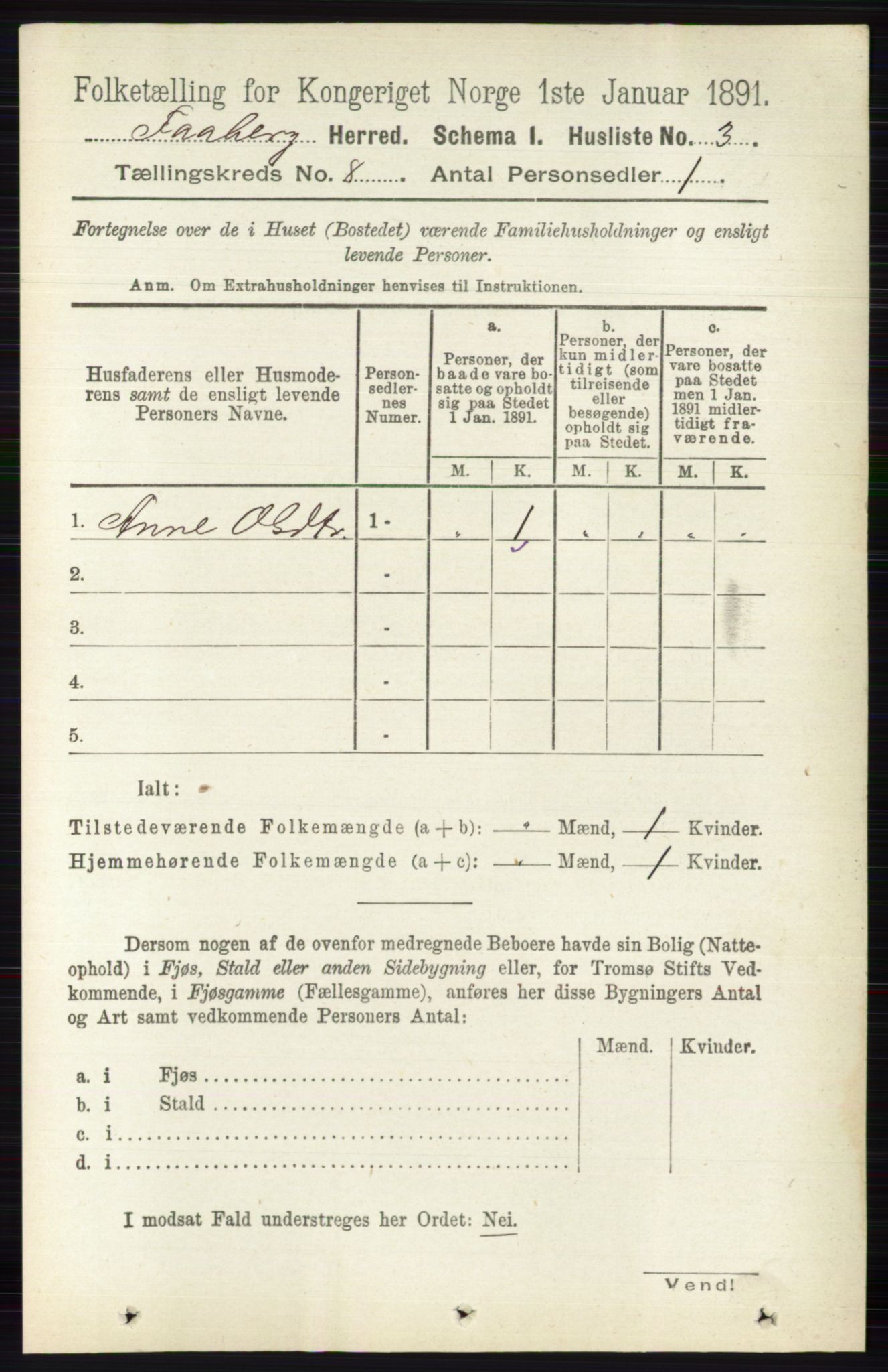 RA, 1891 census for 0524 Fåberg, 1891, p. 3324