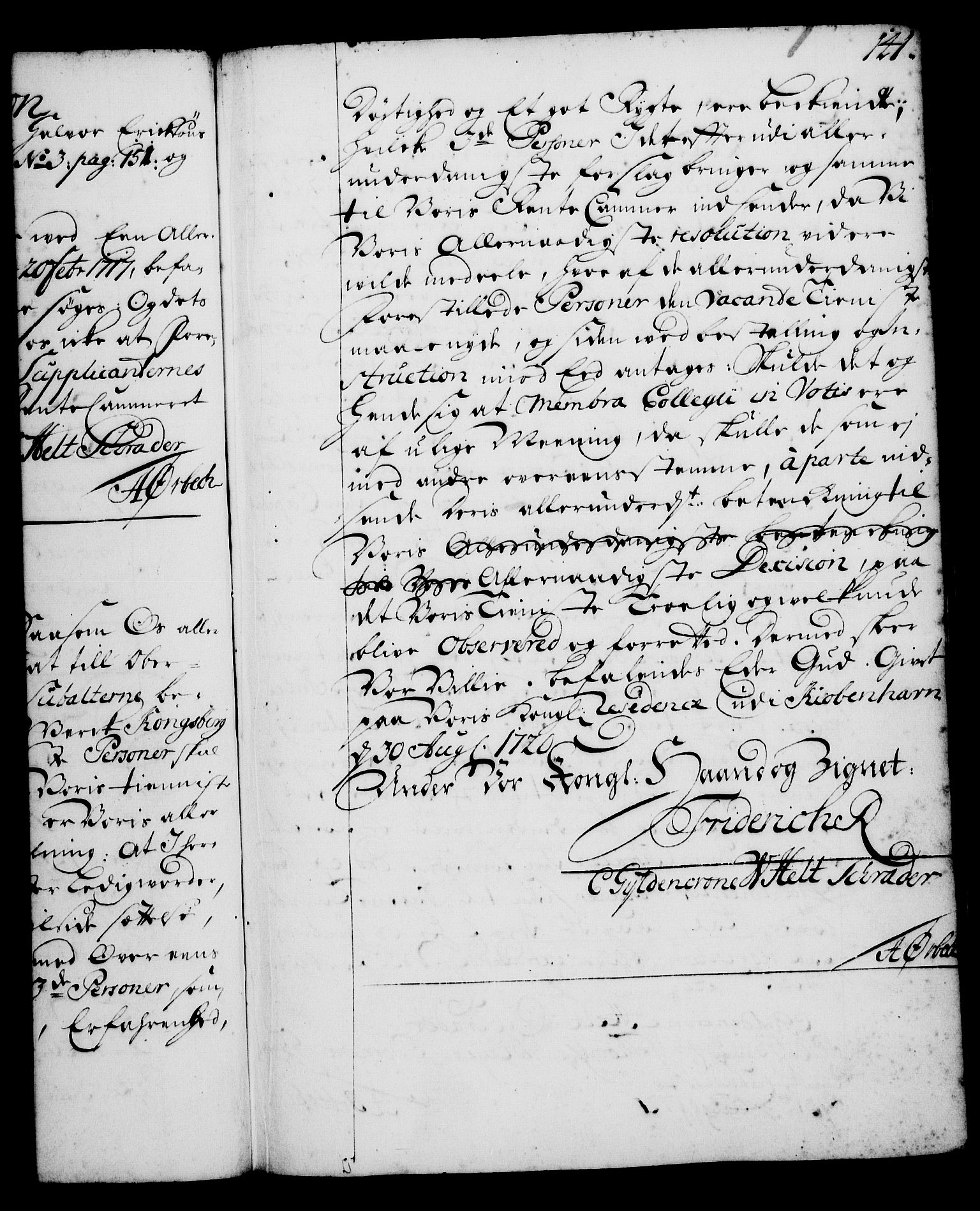 Rentekammeret, Kammerkanselliet, RA/EA-3111/G/Gg/Gga/L0001: Norsk ekspedisjonsprotokoll med register (merket RK 53.1), 1720-1723, p. 141