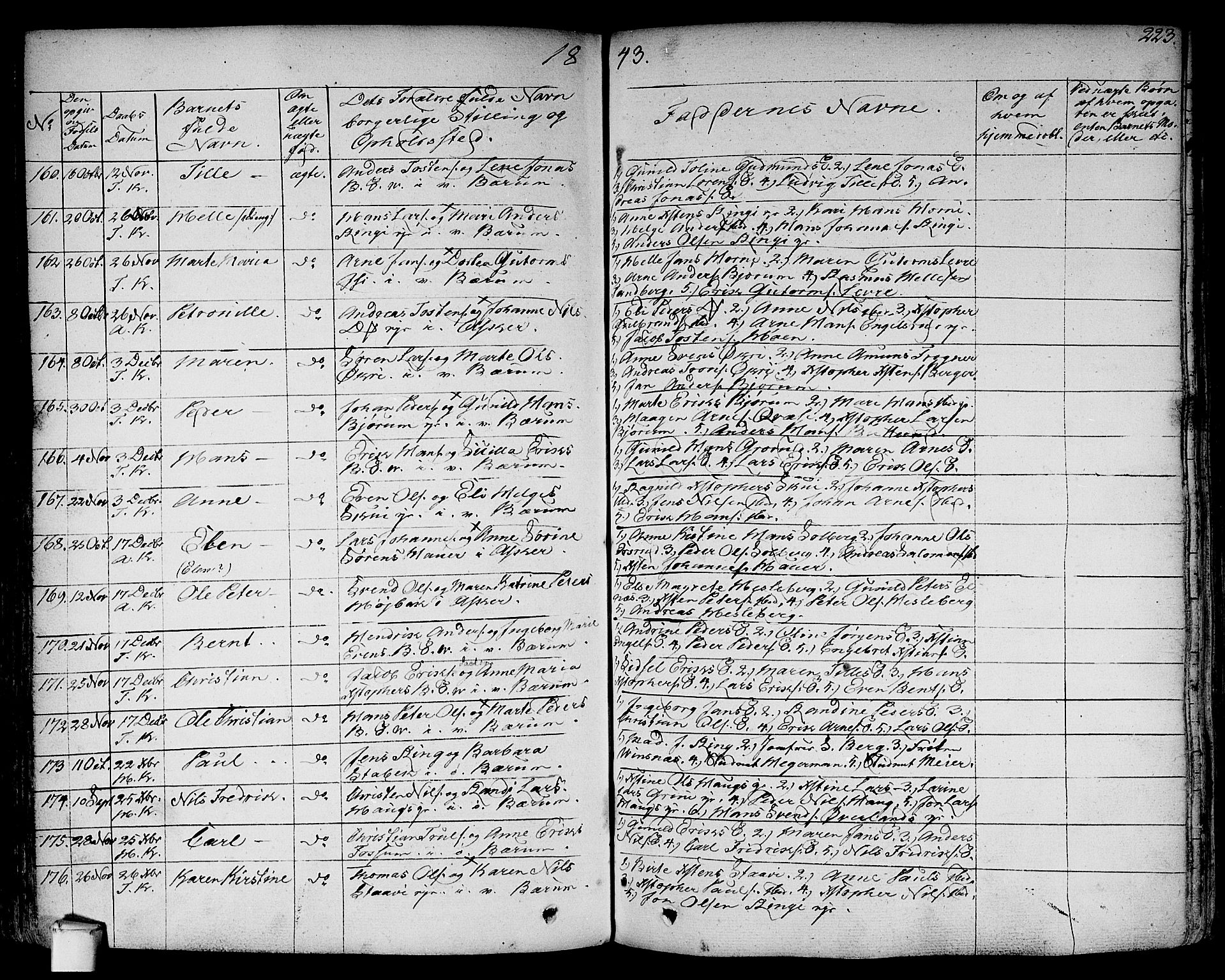 Asker prestekontor Kirkebøker, SAO/A-10256a/F/Fa/L0007: Parish register (official) no. I 7, 1825-1864, p. 223