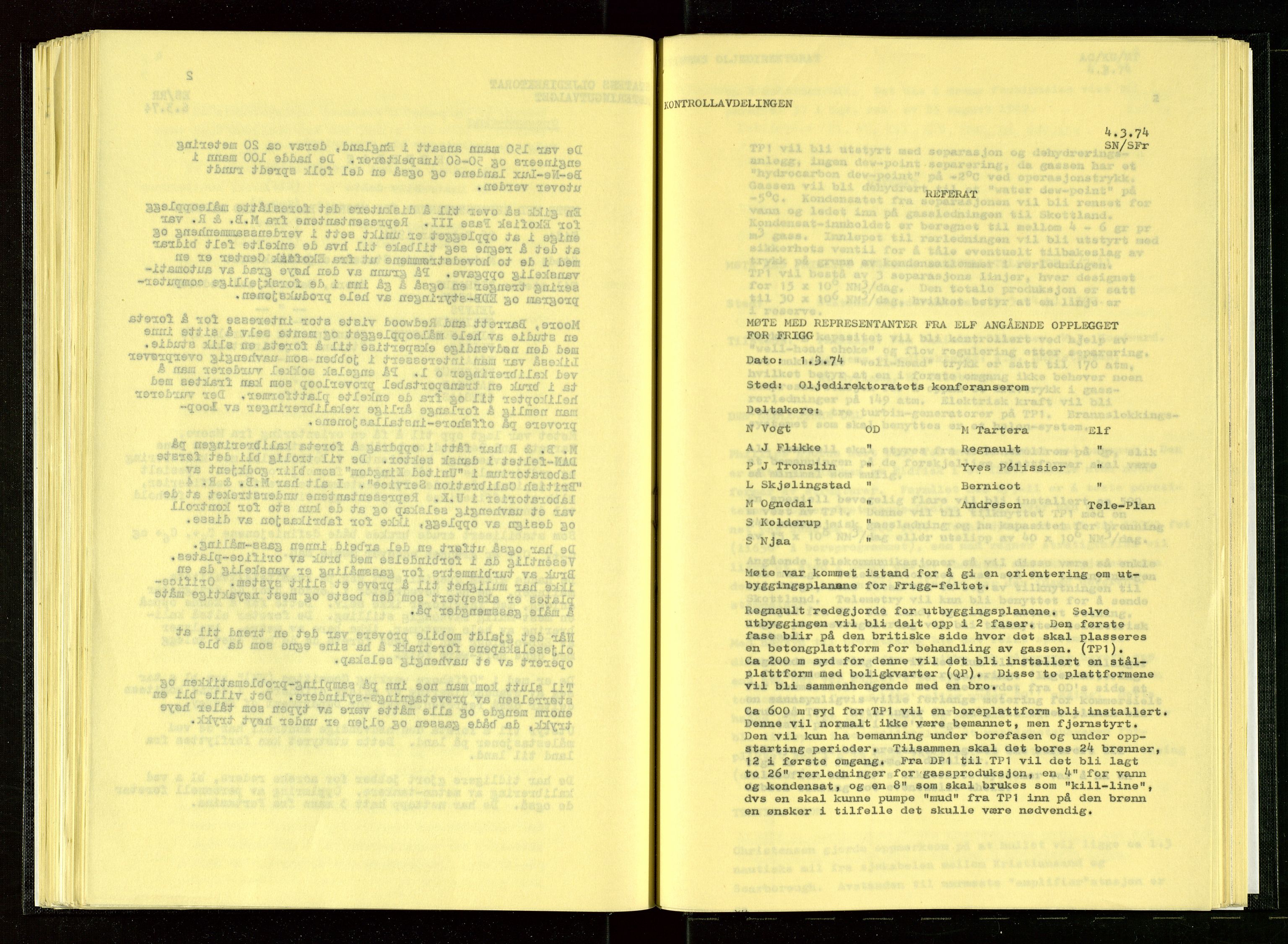 Oljedirektoratet, AV/SAST-A-101366/Aa/L0002: Referatprotokoller, 1974