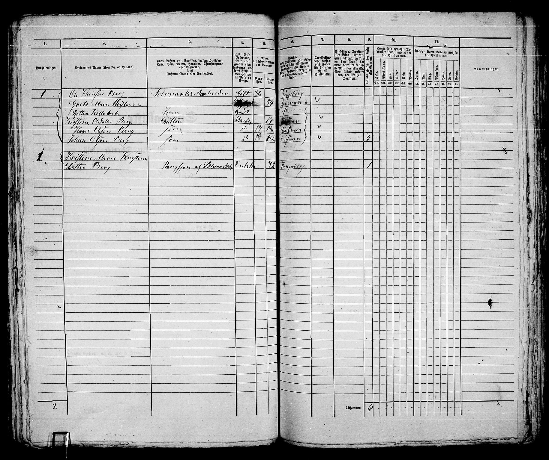 RA, 1865 census for Kongsberg/Kongsberg, 1865, p. 834