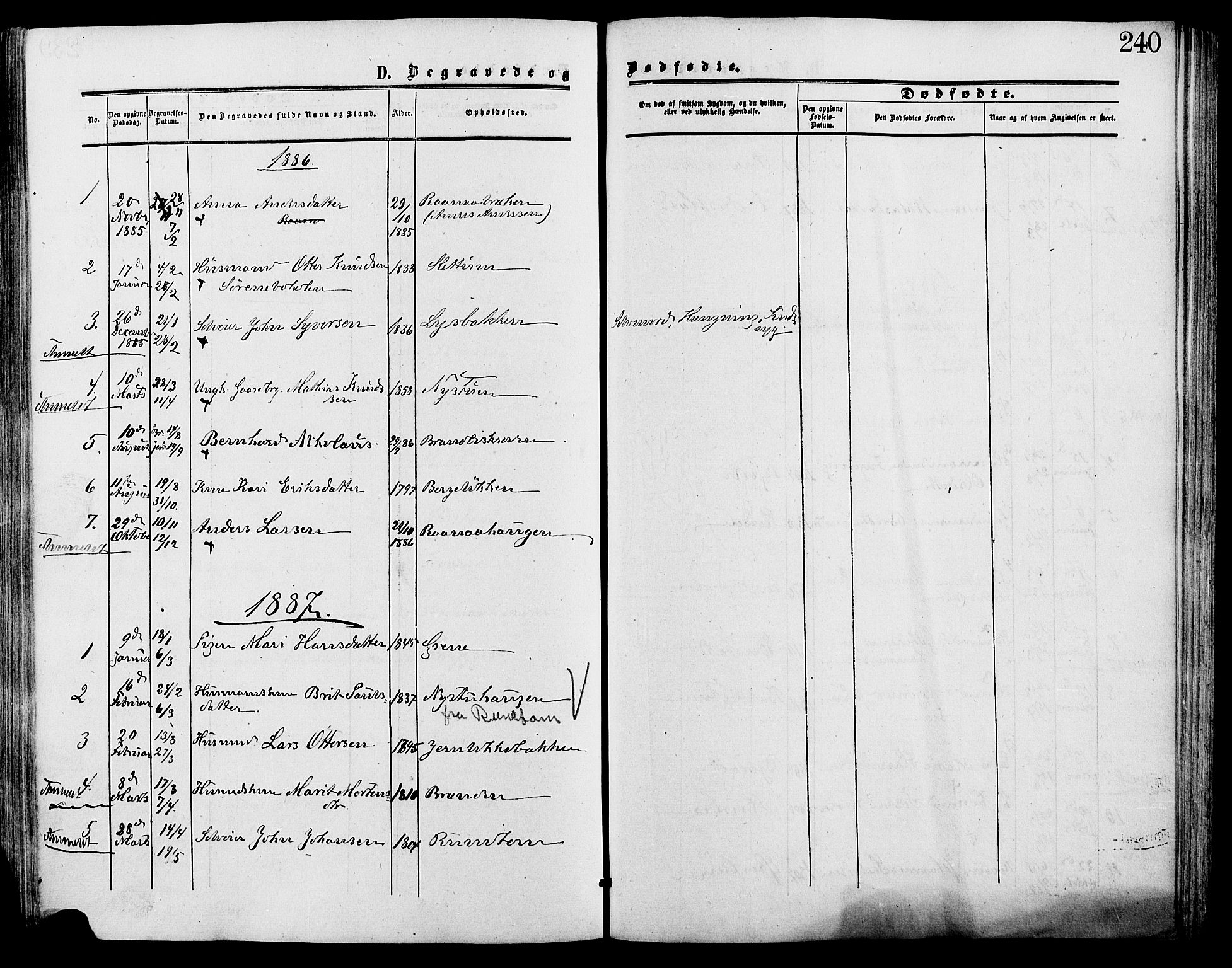 Lesja prestekontor, SAH/PREST-068/H/Ha/Haa/L0009: Parish register (official) no. 9, 1854-1889, p. 240