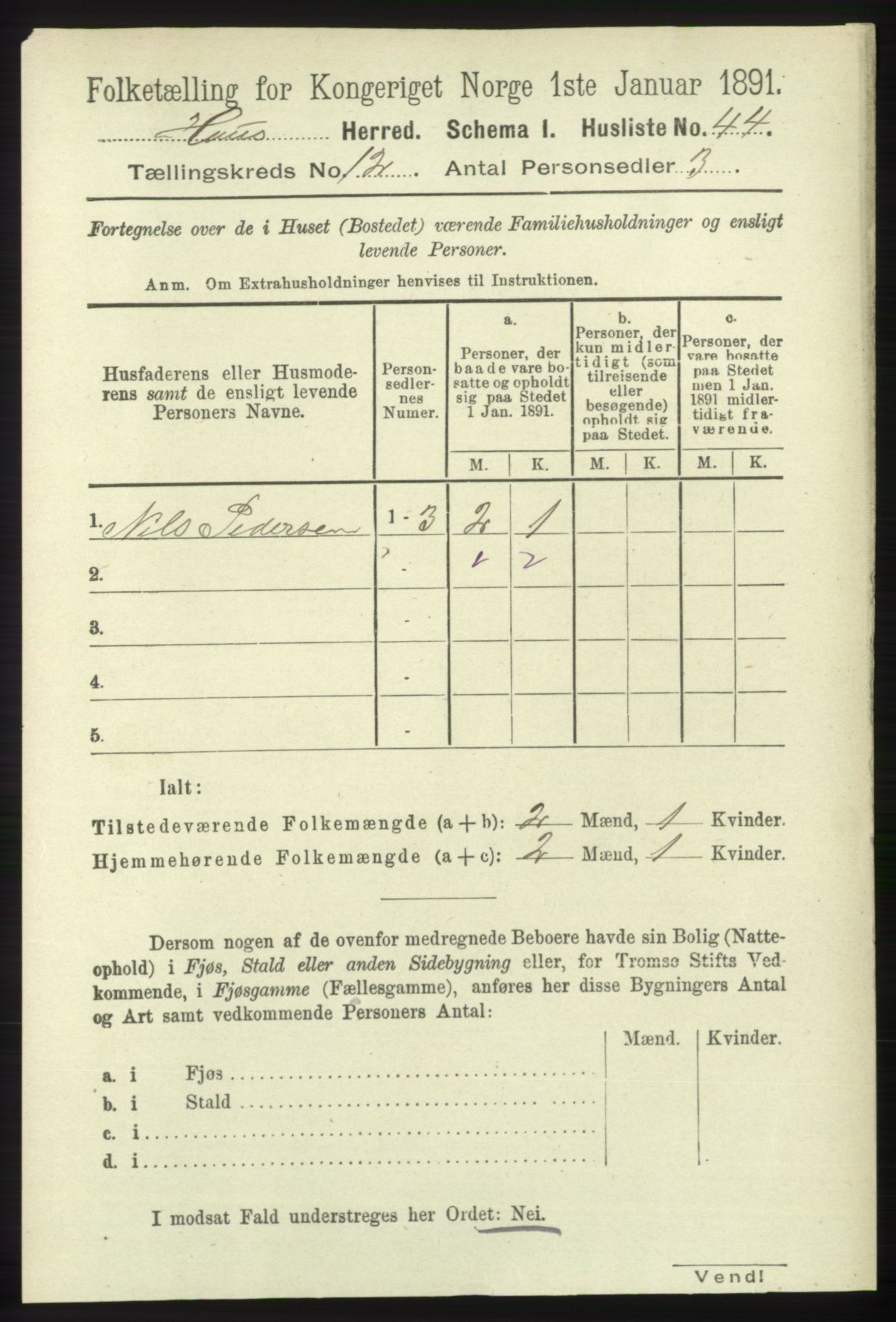 RA, 1891 census for 1250 Haus, 1891, p. 5231