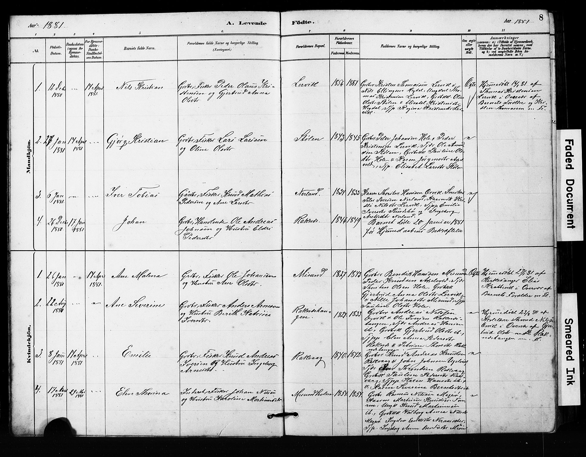 Ministerialprotokoller, klokkerbøker og fødselsregistre - Møre og Romsdal, SAT/A-1454/563/L0737: Parish register (copy) no. 563C01, 1878-1916, p. 8