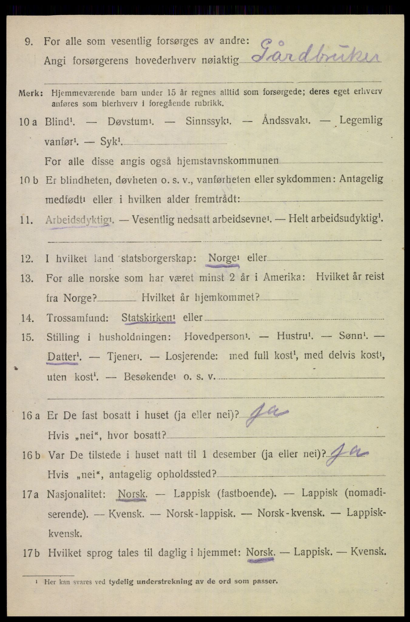 SAT, 1920 census for Dverberg, 1920, p. 6631