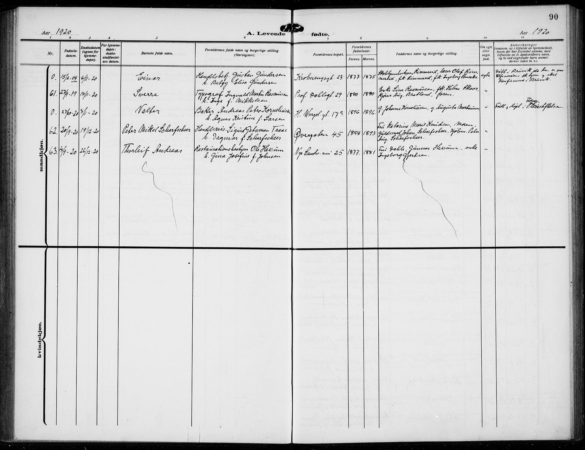 Mariakirken Sokneprestembete, AV/SAB-A-76901/H/Hab/L0006: Parish register (copy) no. A 6, 1909-1939, p. 90