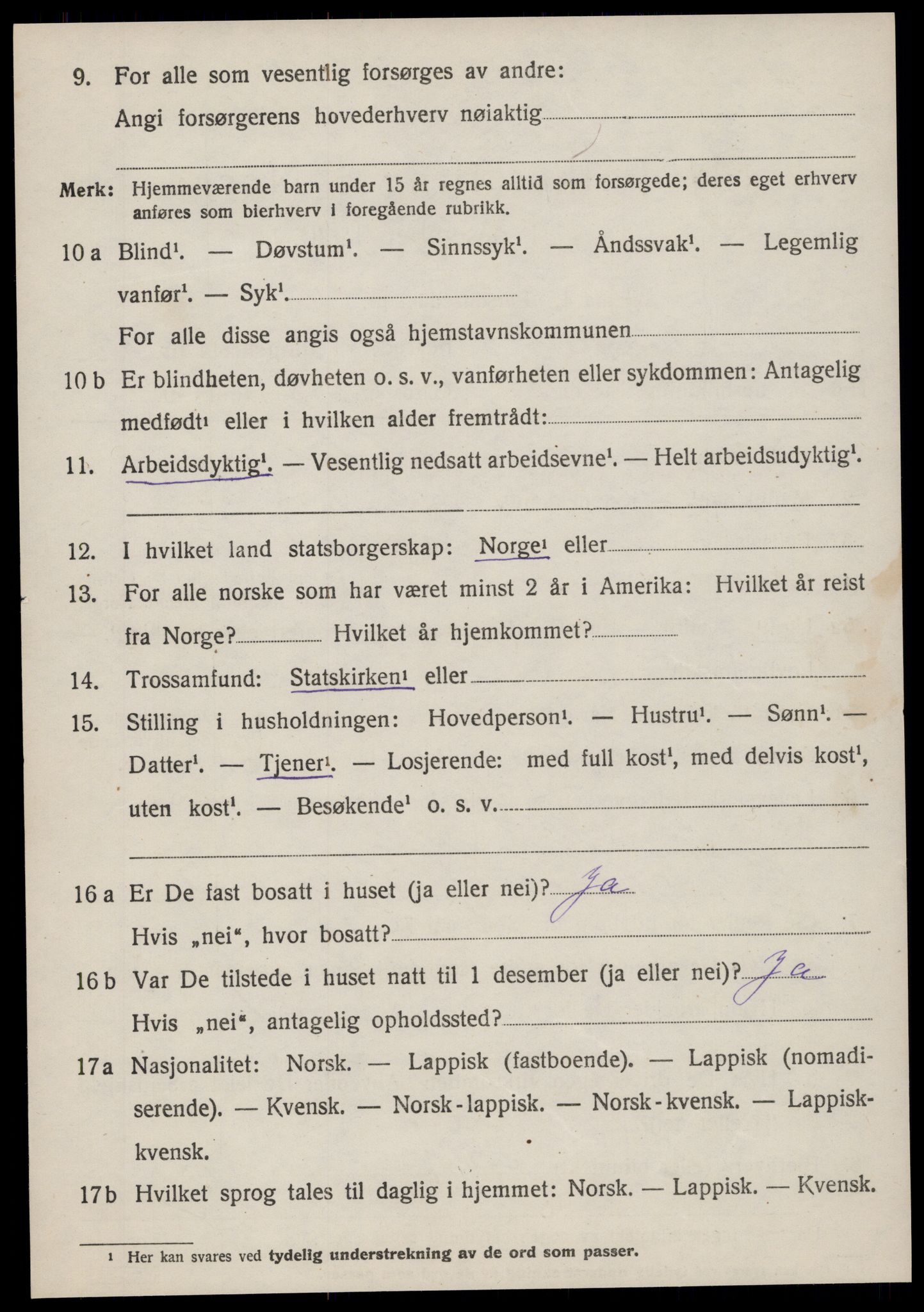 SAT, 1920 census for Sandstad, 1920, p. 1648