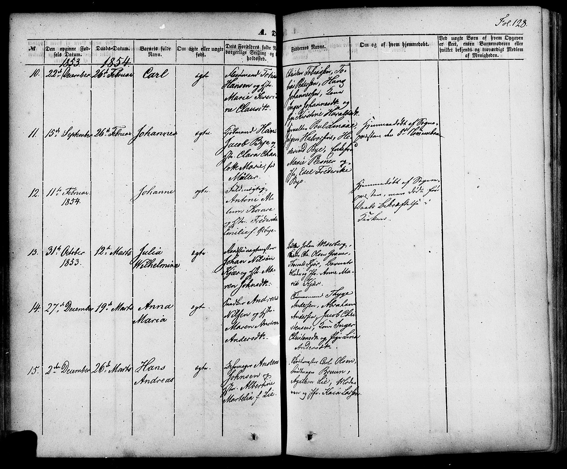 Skien kirkebøker, AV/SAKO-A-302/F/Fa/L0006a: Parish register (official) no. 6A, 1843-1856, p. 128