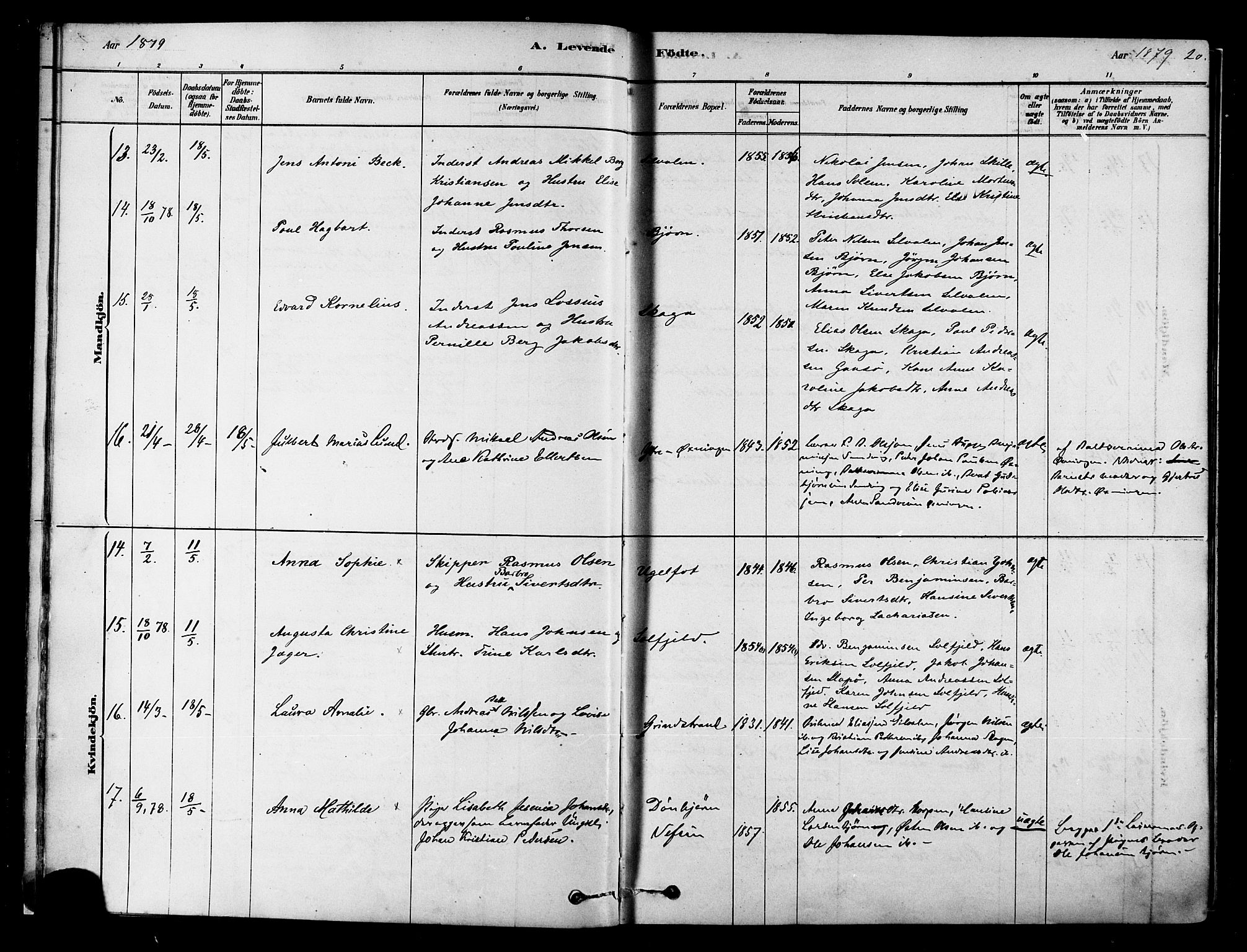 Ministerialprotokoller, klokkerbøker og fødselsregistre - Nordland, SAT/A-1459/834/L0507: Parish register (official) no. 834A05, 1878-1892, p. 20