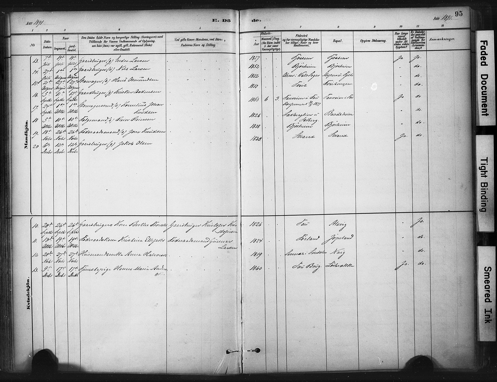 Strand sokneprestkontor, AV/SAST-A-101828/H/Ha/Haa/L0010: Parish register (official) no. A 10, 1882-1929, p. 95