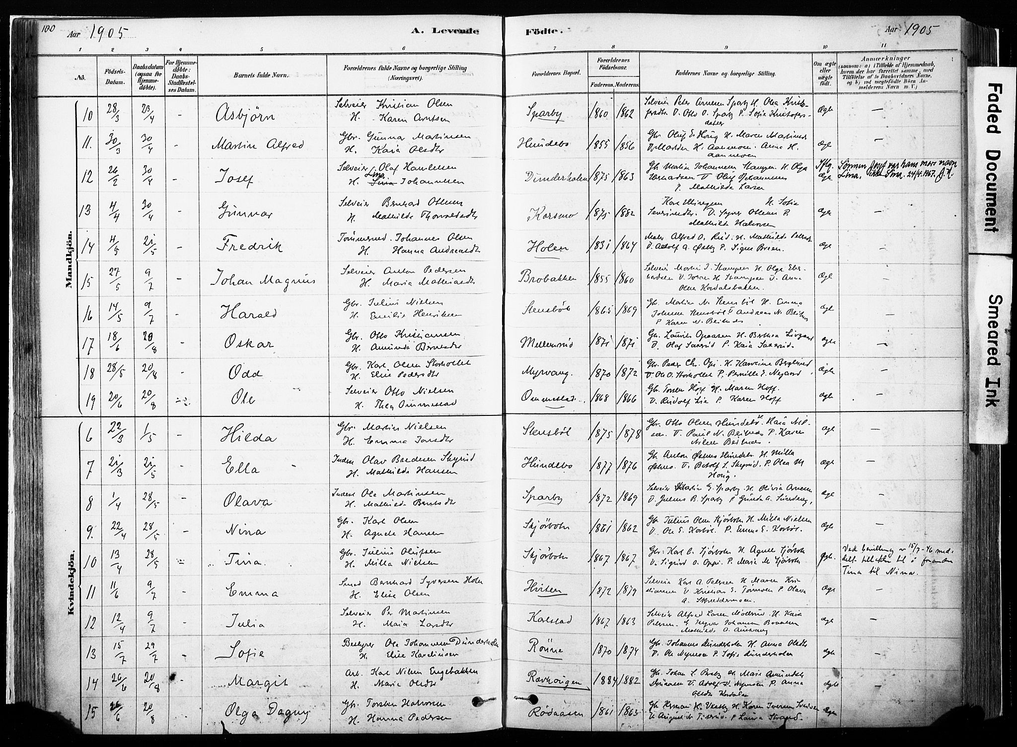 Hof prestekontor, SAH/PREST-038/H/Ha/Haa/L0010: Parish register (official) no. 10, 1878-1909, p. 100