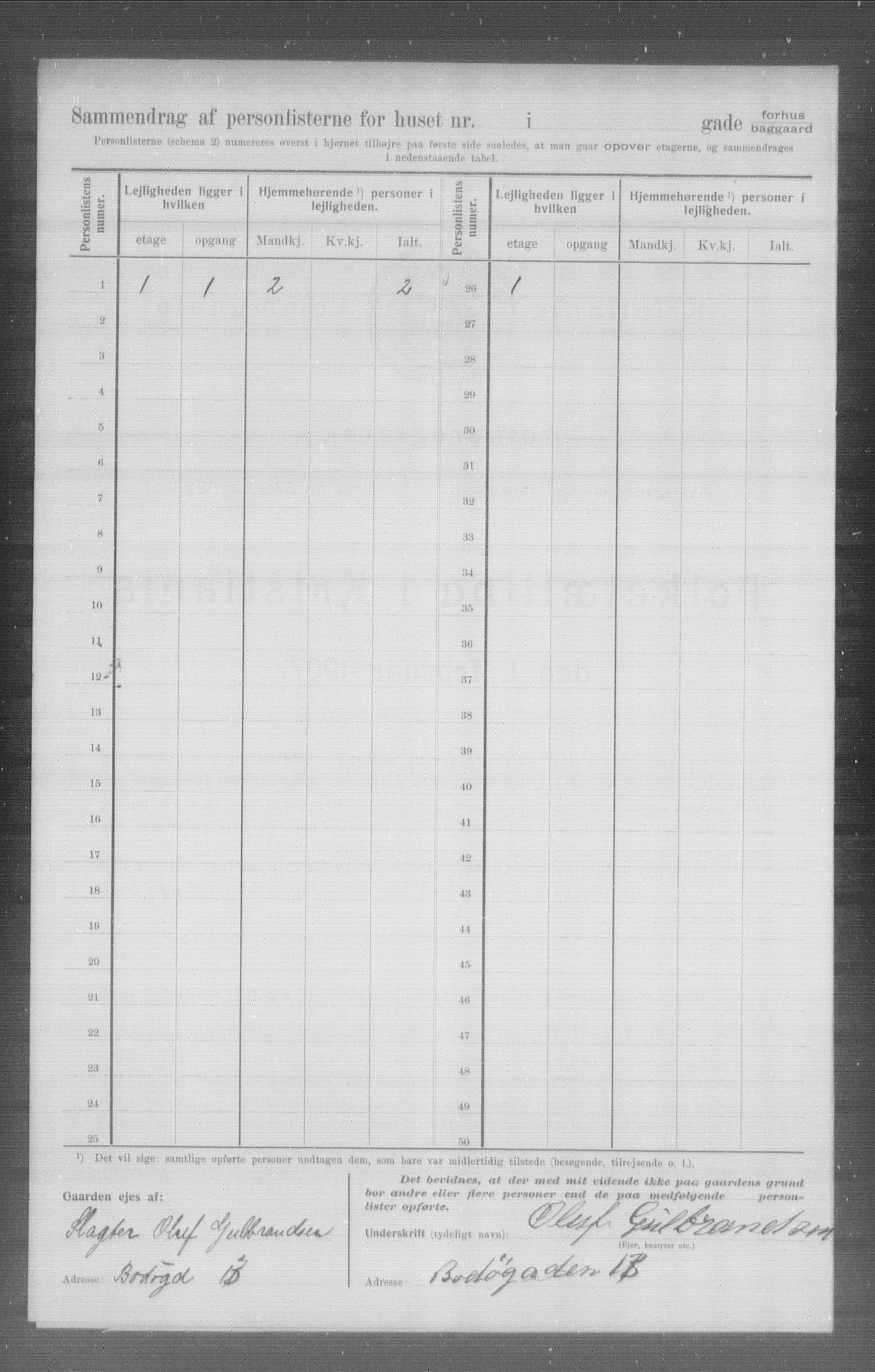 OBA, Municipal Census 1907 for Kristiania, 1907, p. 3553