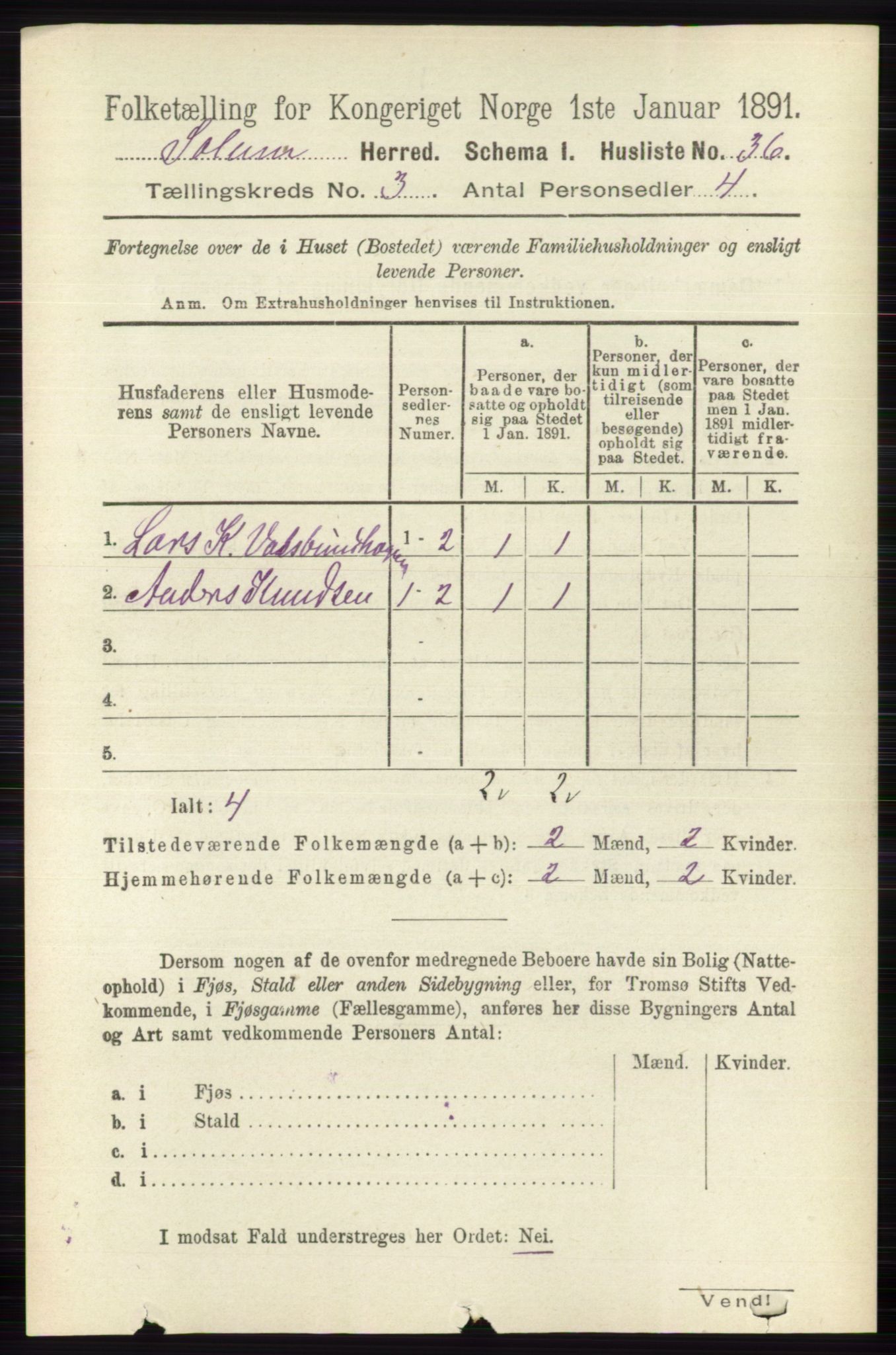 RA, 1891 census for 0818 Solum, 1891, p. 340