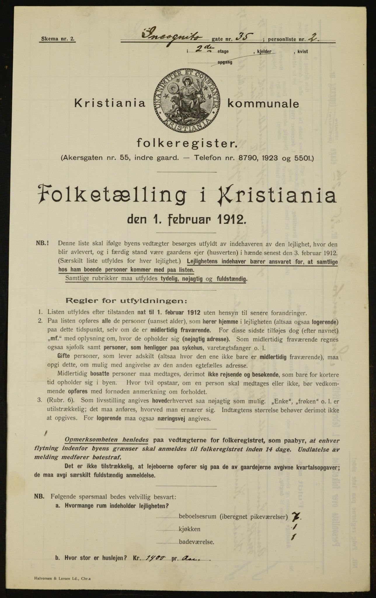 OBA, Municipal Census 1912 for Kristiania, 1912, p. 44713