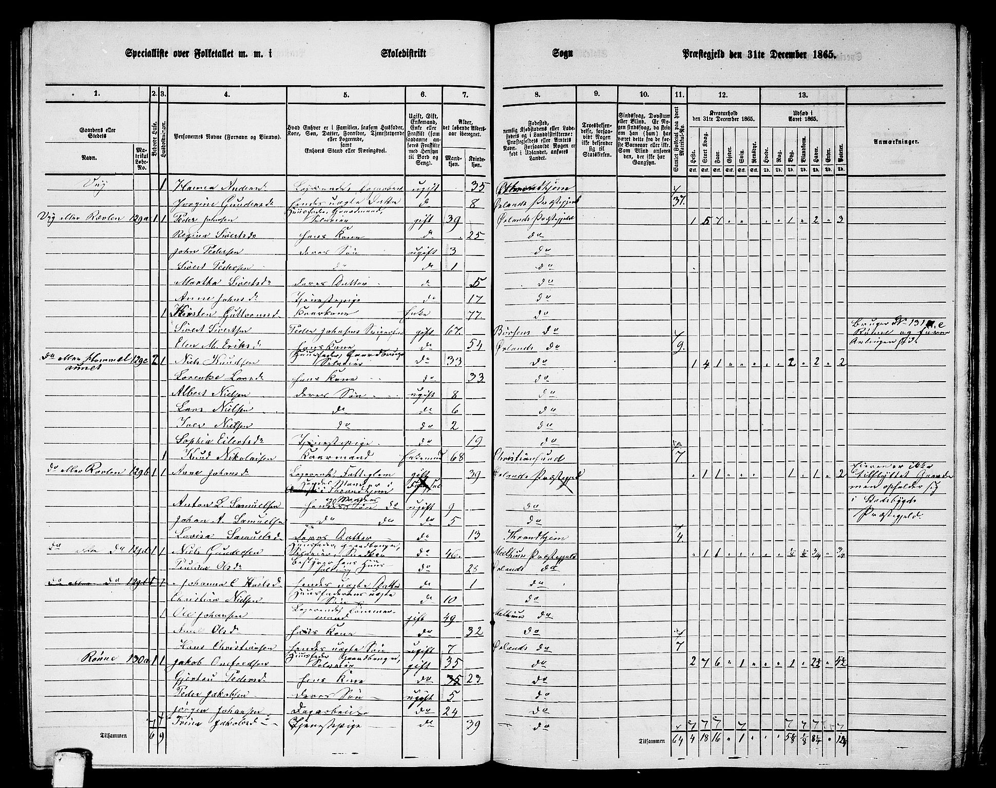 RA, 1865 census for Ørland, 1865, p. 114