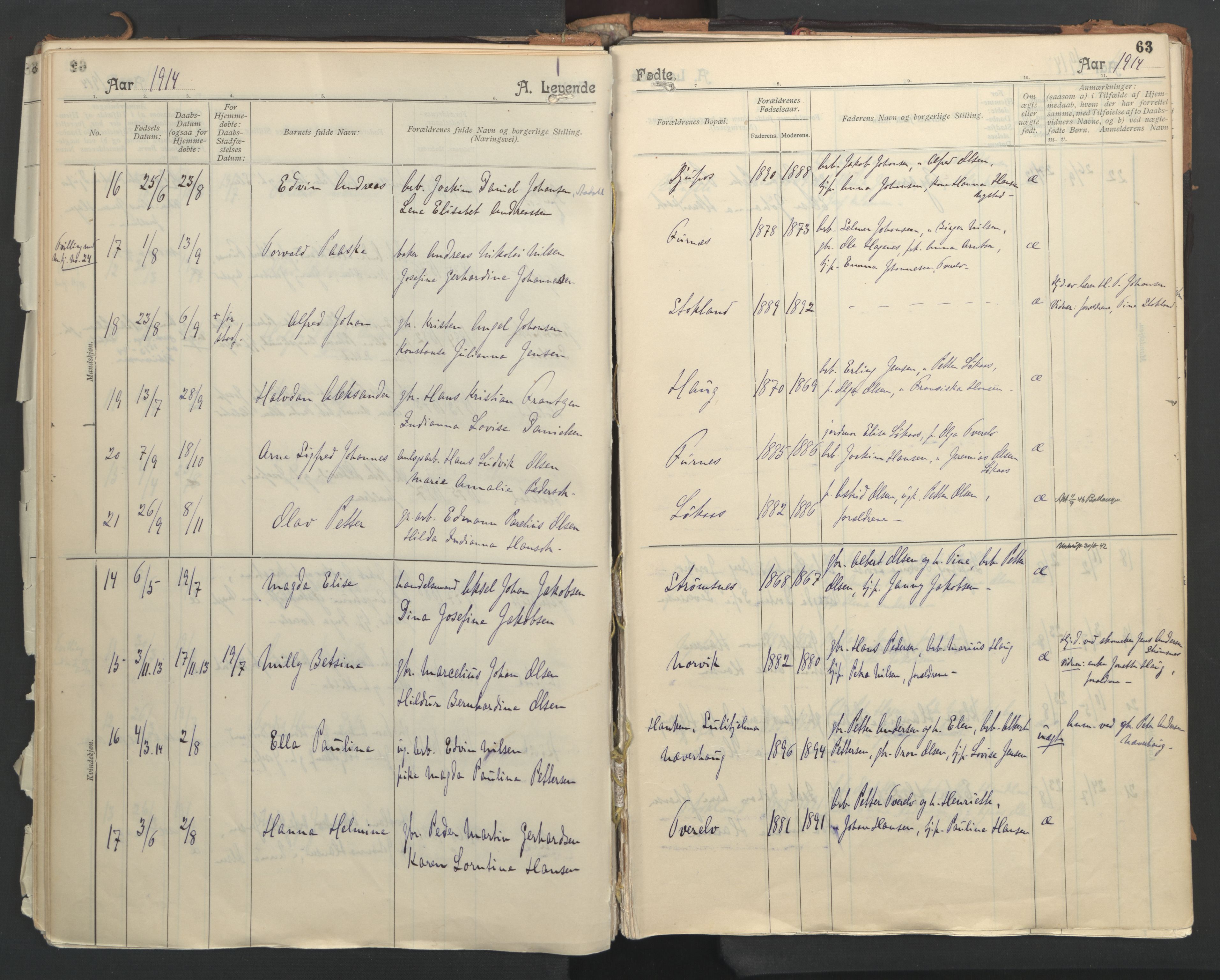 Ministerialprotokoller, klokkerbøker og fødselsregistre - Nordland, AV/SAT-A-1459/851/L0724: Parish register (official) no. 851A01, 1901-1922, p. 63