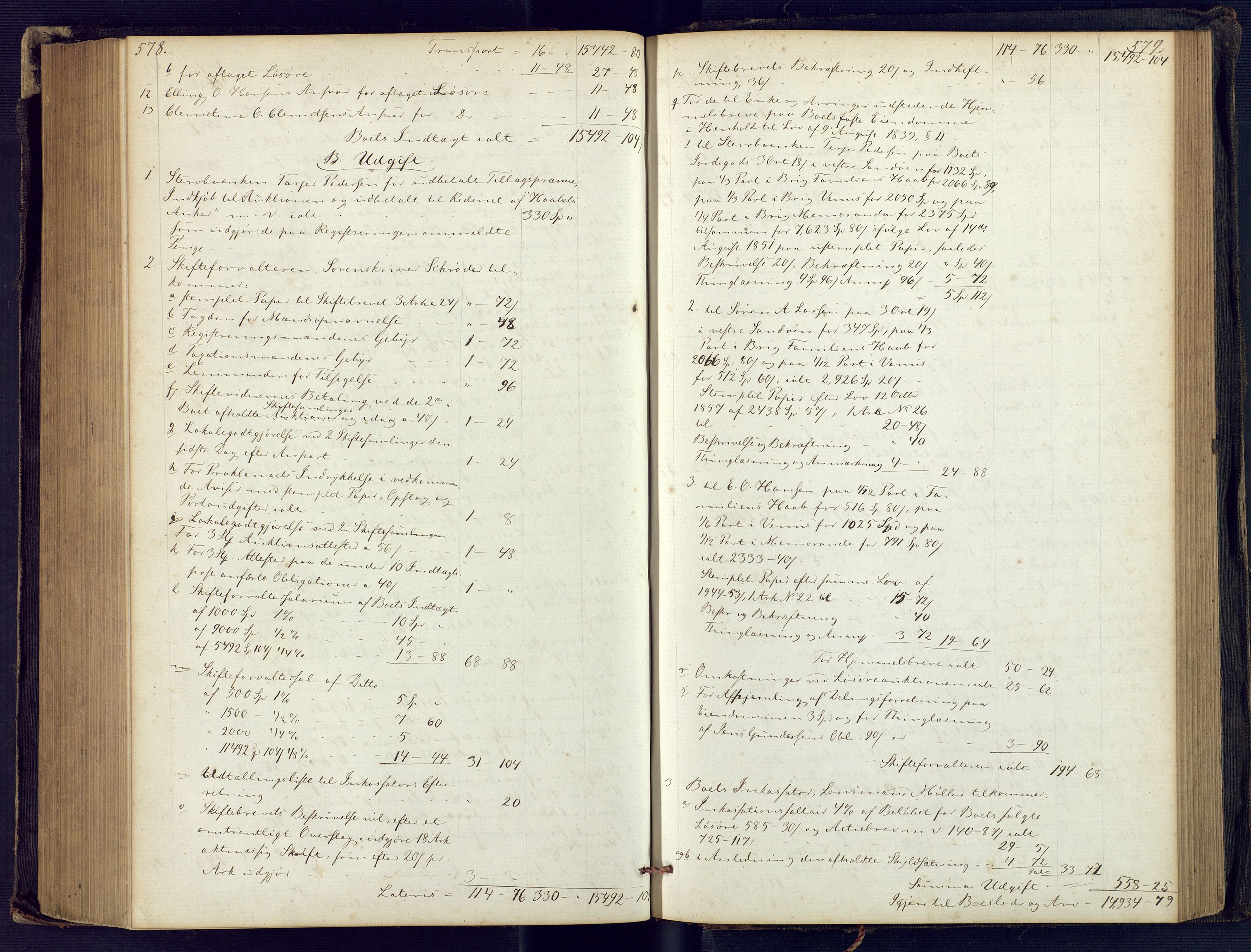 Holt sorenskriveri, SAK/1221-0002/H/Hc/L0029: Skifteutlodningsprotokoll nr. 4 med løst register, 1857-1862, p. 578-579