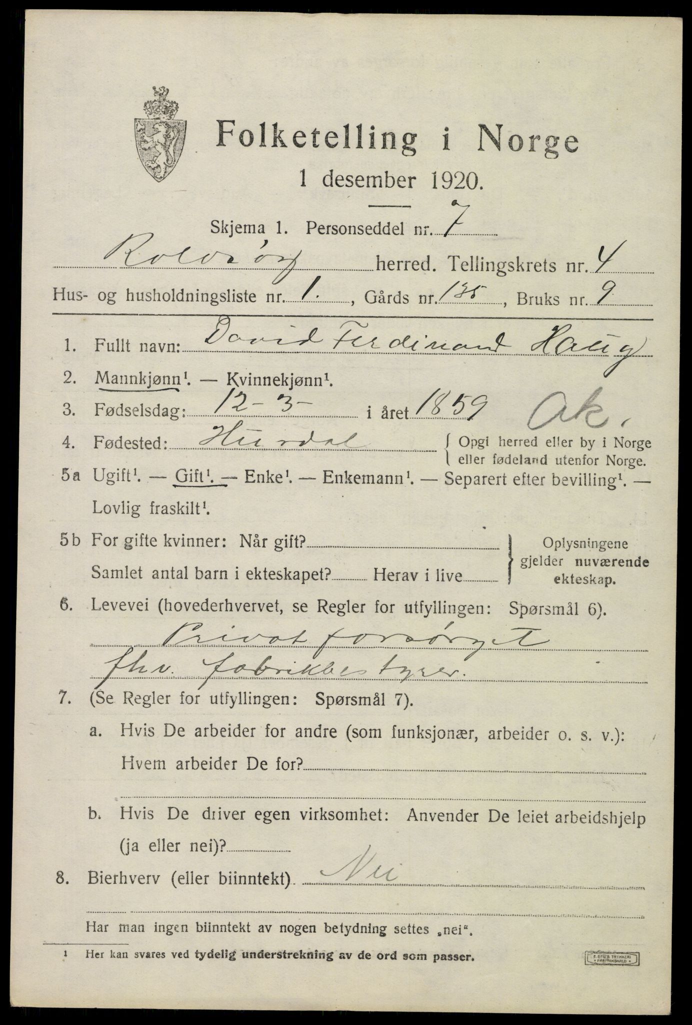 SAO, 1920 census for Rolvsøy, 1920, p. 4381