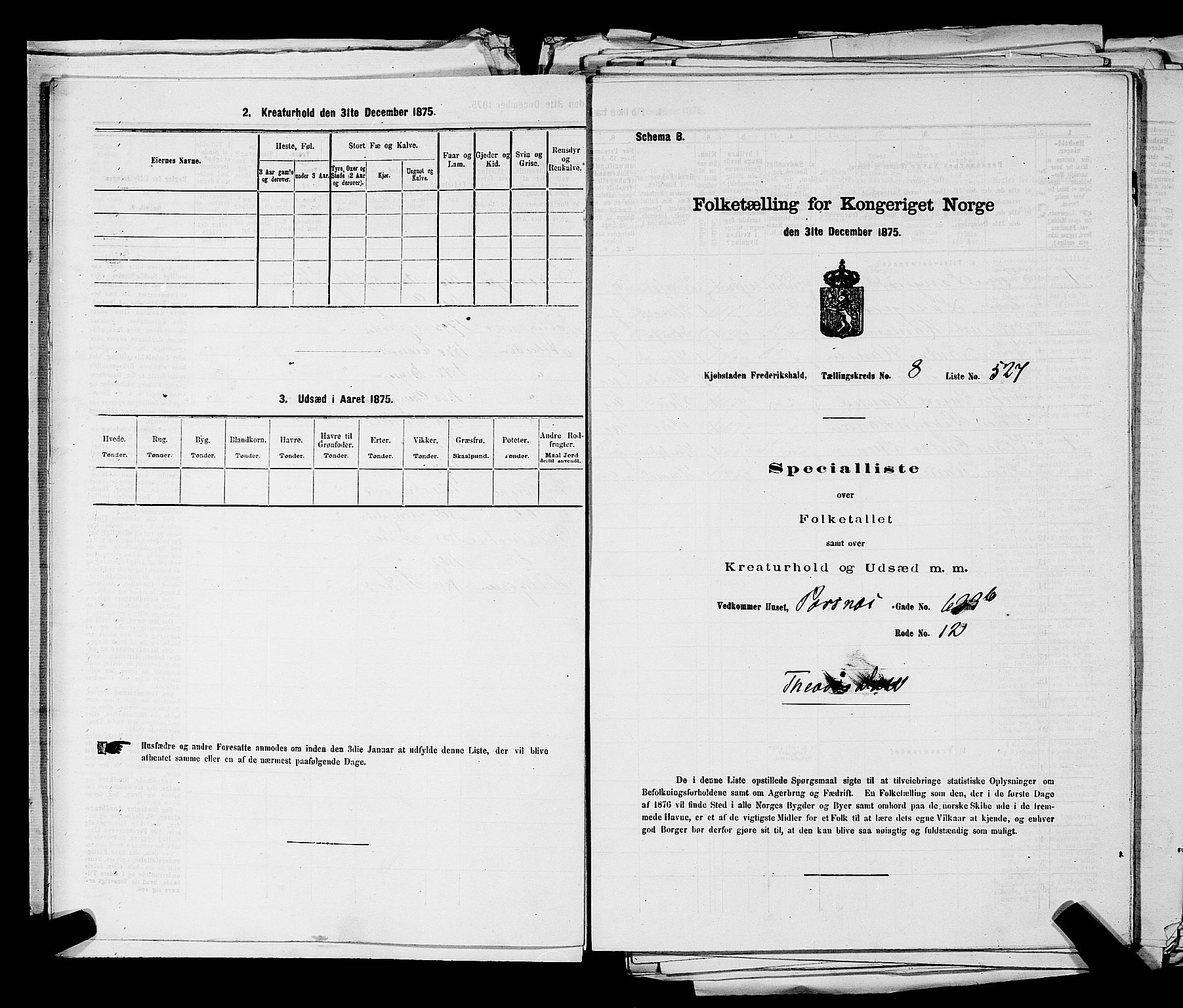 RA, 1875 census for 0101P Fredrikshald, 1875, p. 1296