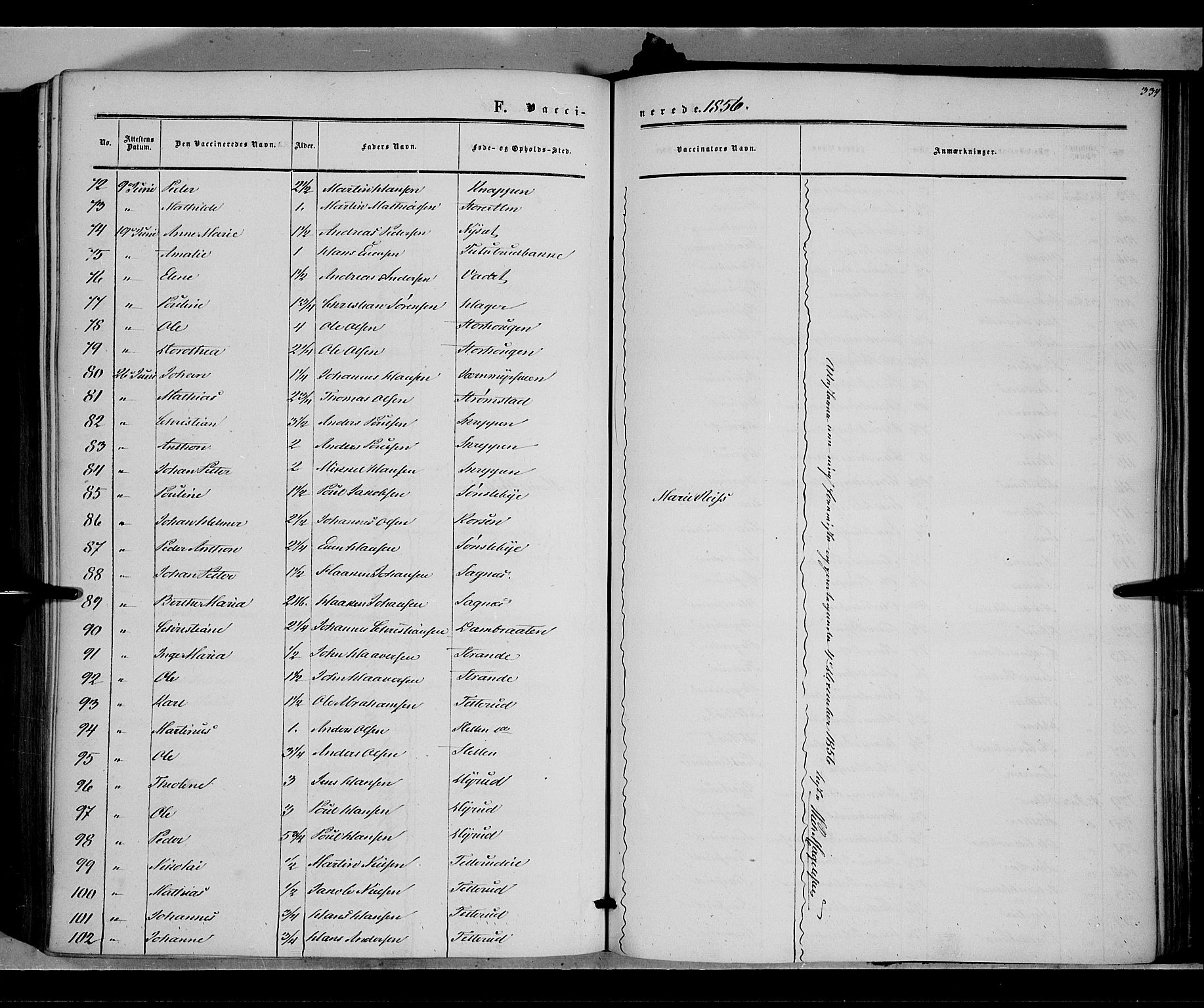 Vestre Toten prestekontor, SAH/PREST-108/H/Ha/Haa/L0006: Parish register (official) no. 6, 1856-1861, p. 334