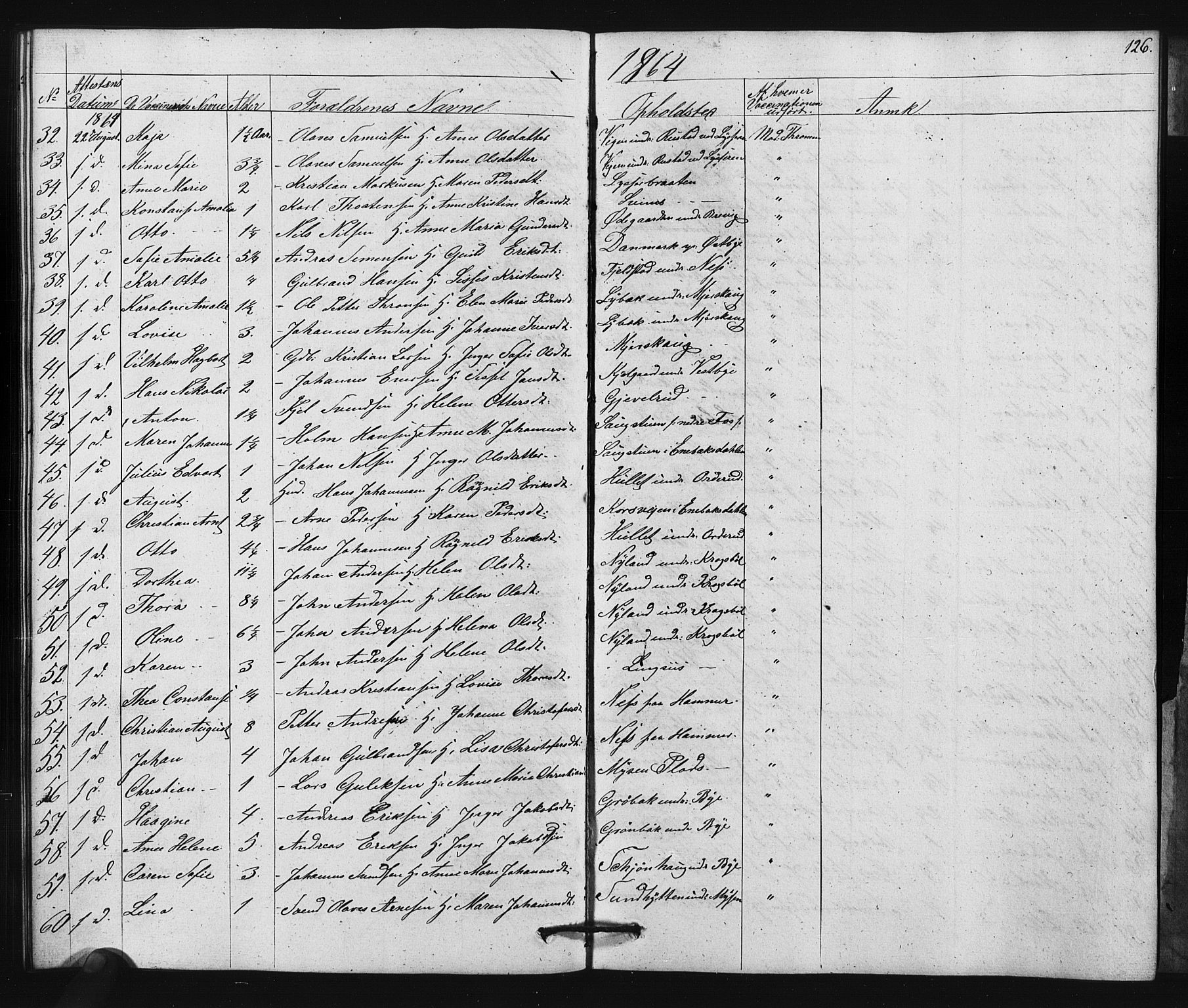 Enebakk prestekontor Kirkebøker, SAO/A-10171c/F/Fa/L0015: Parish register (official) no. I 15, 1830-1867, p. 126