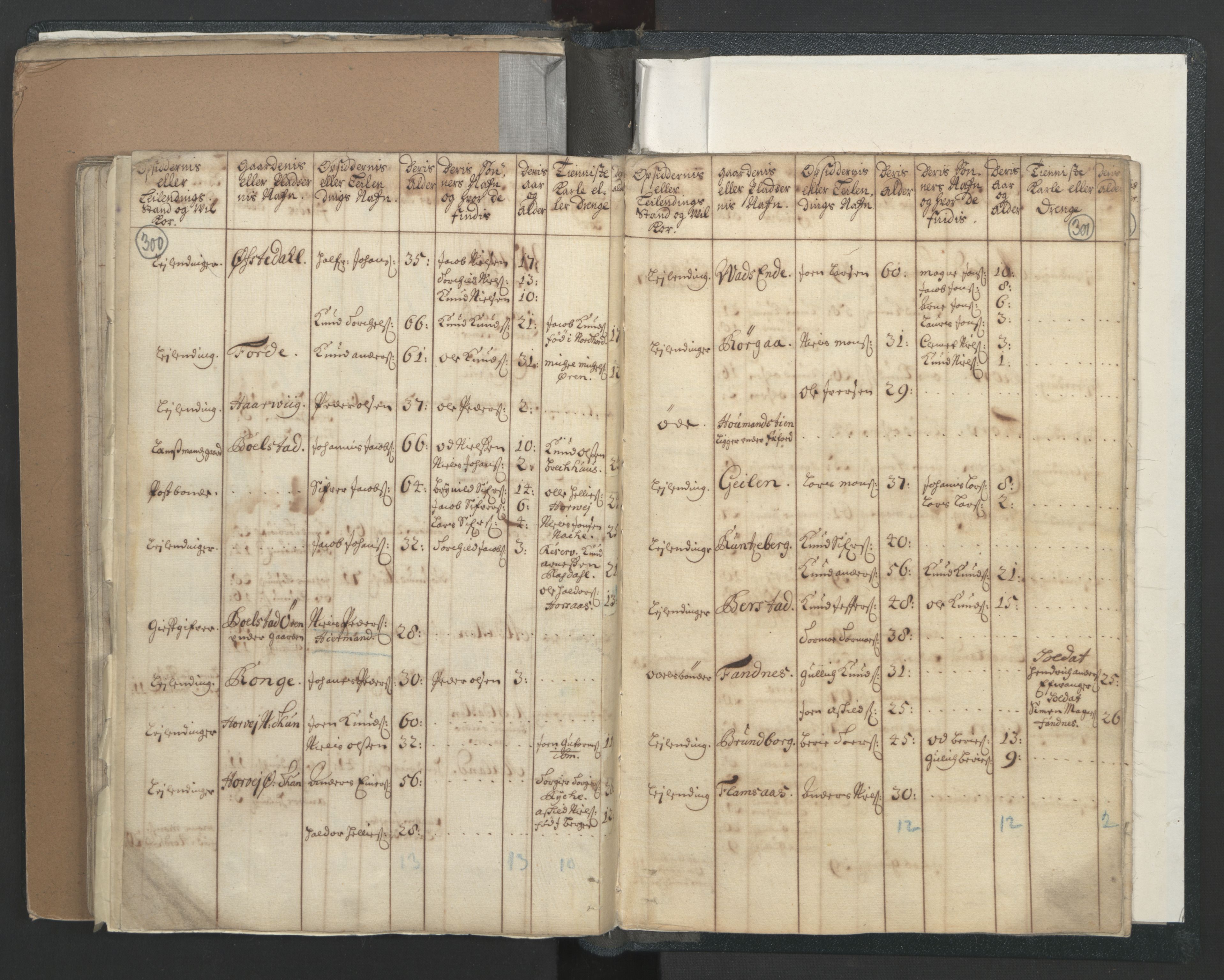RA, Census (manntall) 1701, no. 7: Nordhordland and Voss fogderi, 1701, p. 300-301