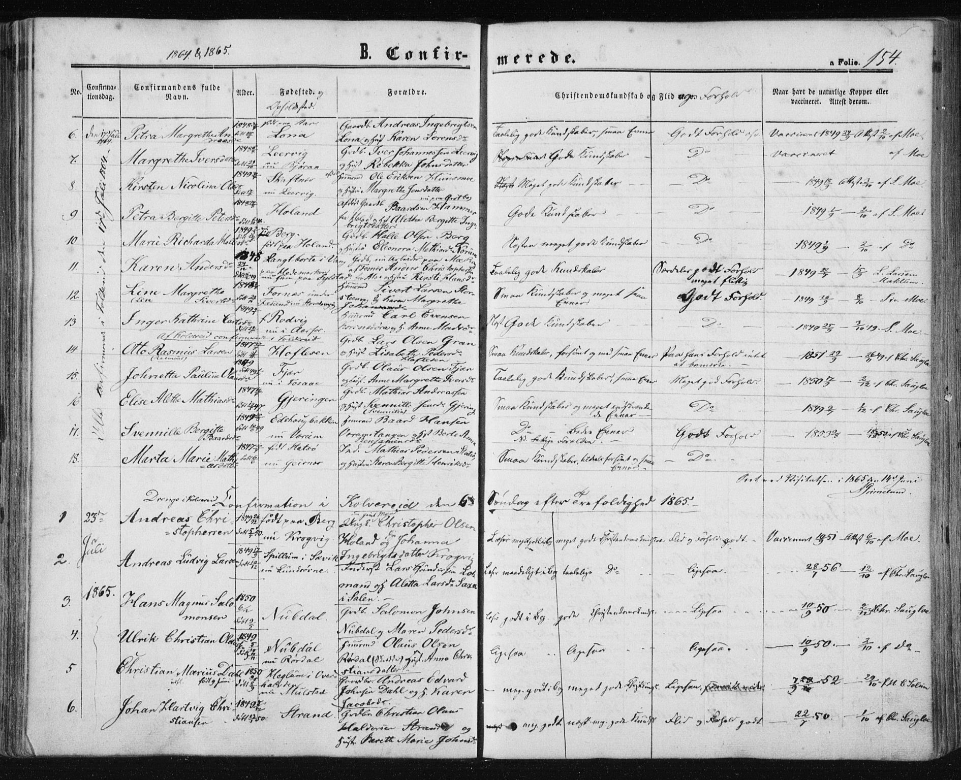 Ministerialprotokoller, klokkerbøker og fødselsregistre - Nord-Trøndelag, SAT/A-1458/780/L0641: Parish register (official) no. 780A06, 1857-1874, p. 154