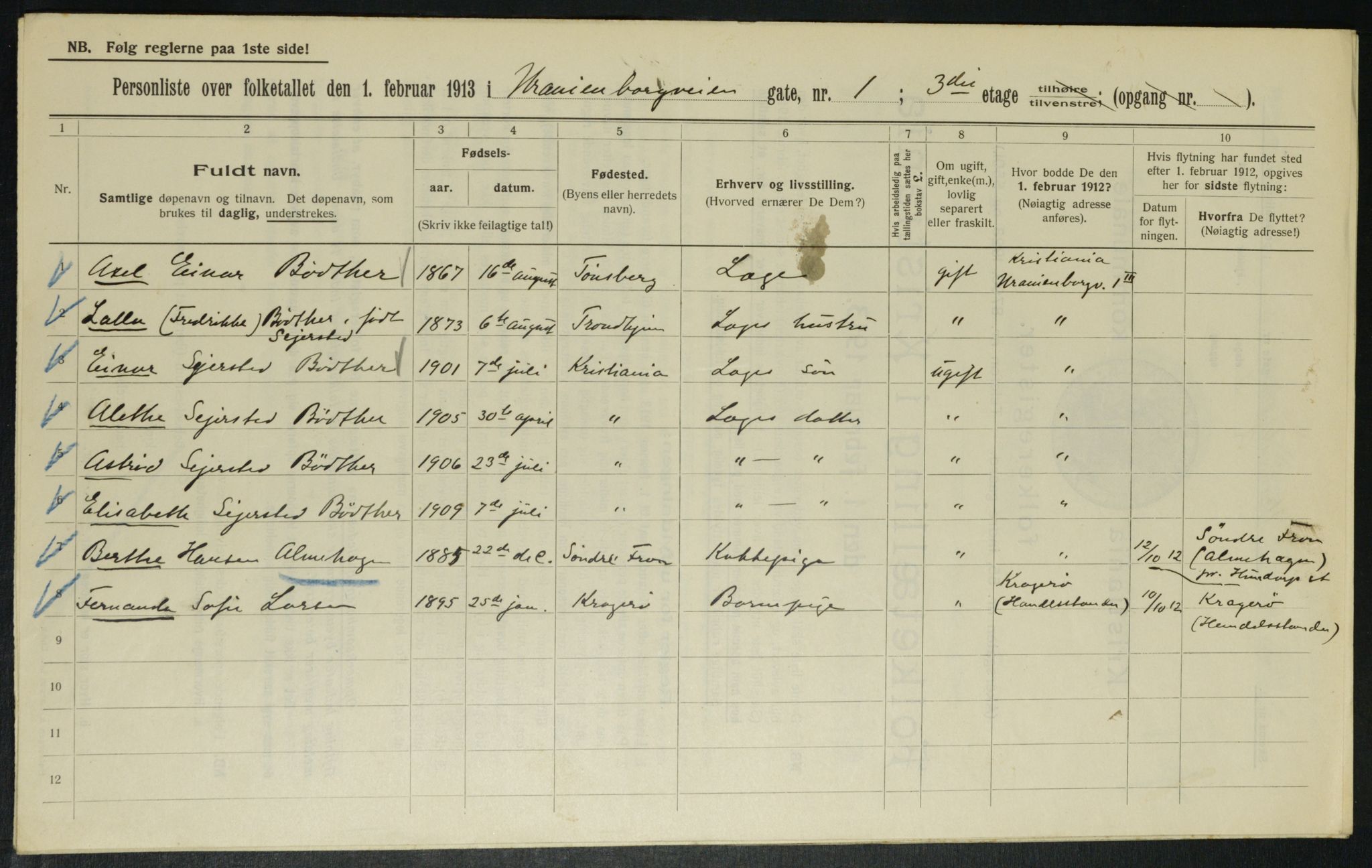 OBA, Municipal Census 1913 for Kristiania, 1913, p. 120278