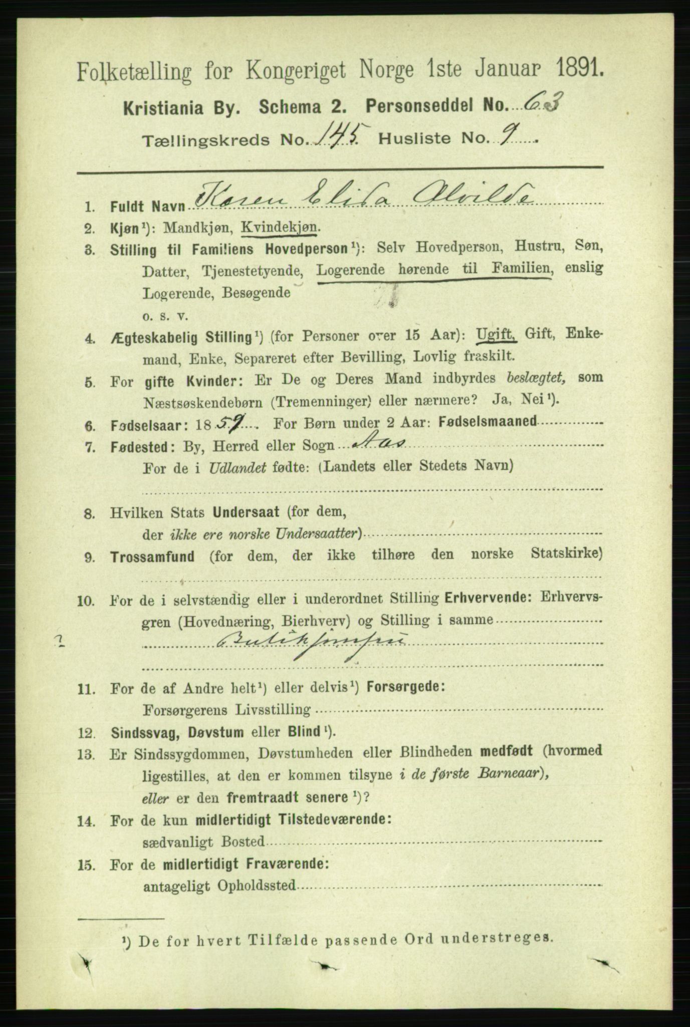 RA, 1891 census for 0301 Kristiania, 1891, p. 79622