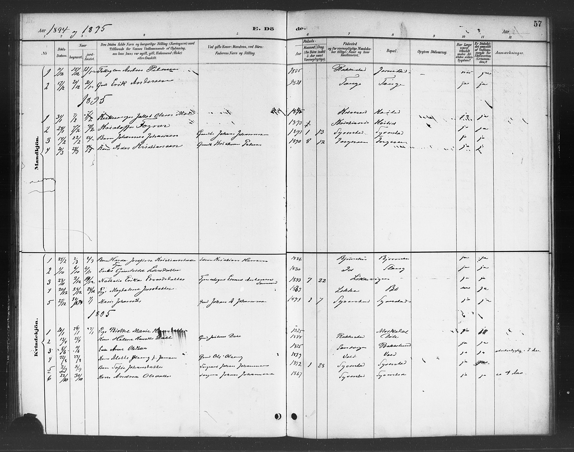 Skjeberg prestekontor Kirkebøker, SAO/A-10923/F/Fc/L0001: Parish register (official) no. III 1, 1886-1897, p. 57