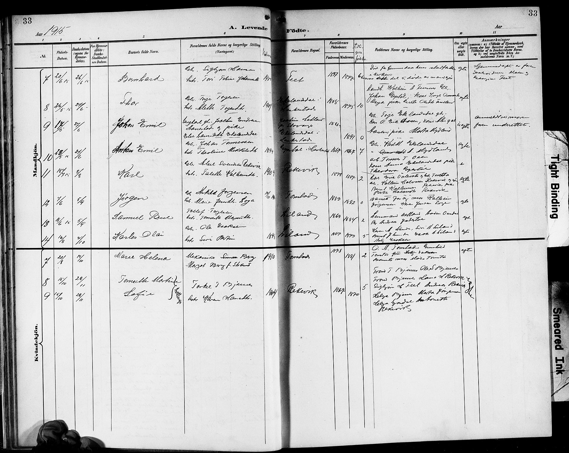 Sirdal sokneprestkontor, SAK/1111-0036/F/Fb/Fbb/L0004: Parish register (copy) no. B 4, 1895-1916, p. 33