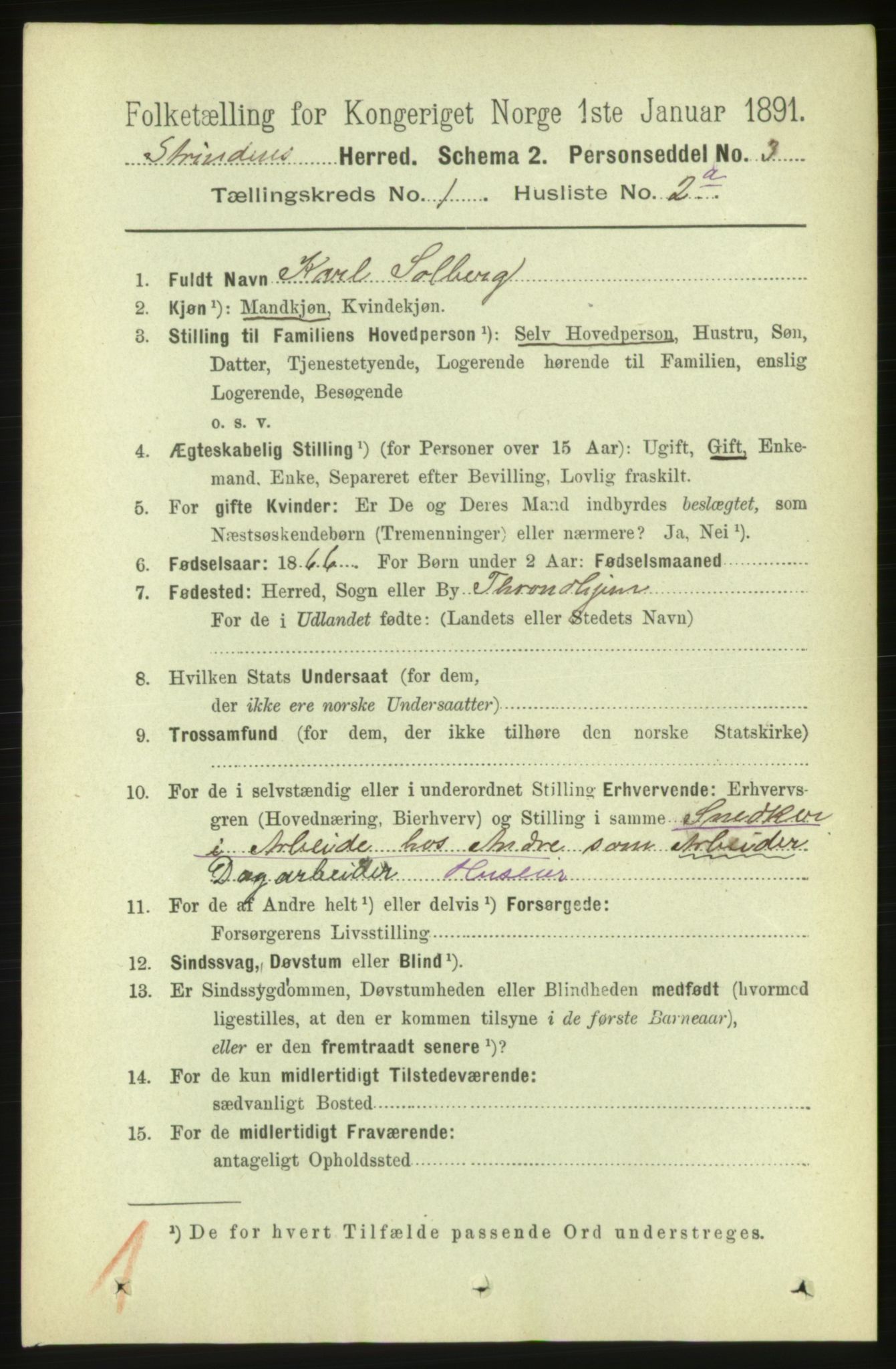 RA, 1891 census for 1660 Strinda, 1891, p. 114