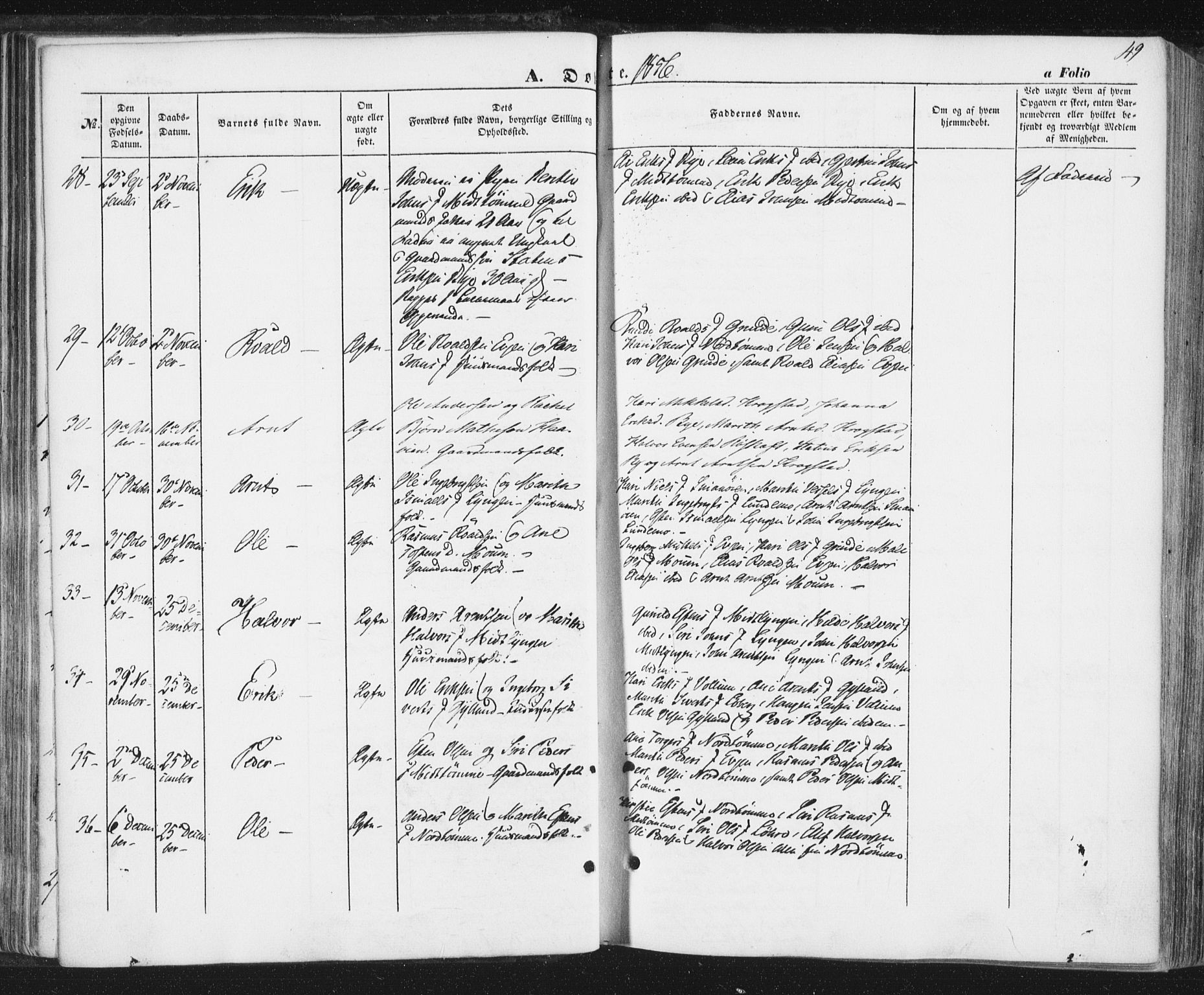 Ministerialprotokoller, klokkerbøker og fødselsregistre - Sør-Trøndelag, SAT/A-1456/692/L1103: Parish register (official) no. 692A03, 1849-1870, p. 49