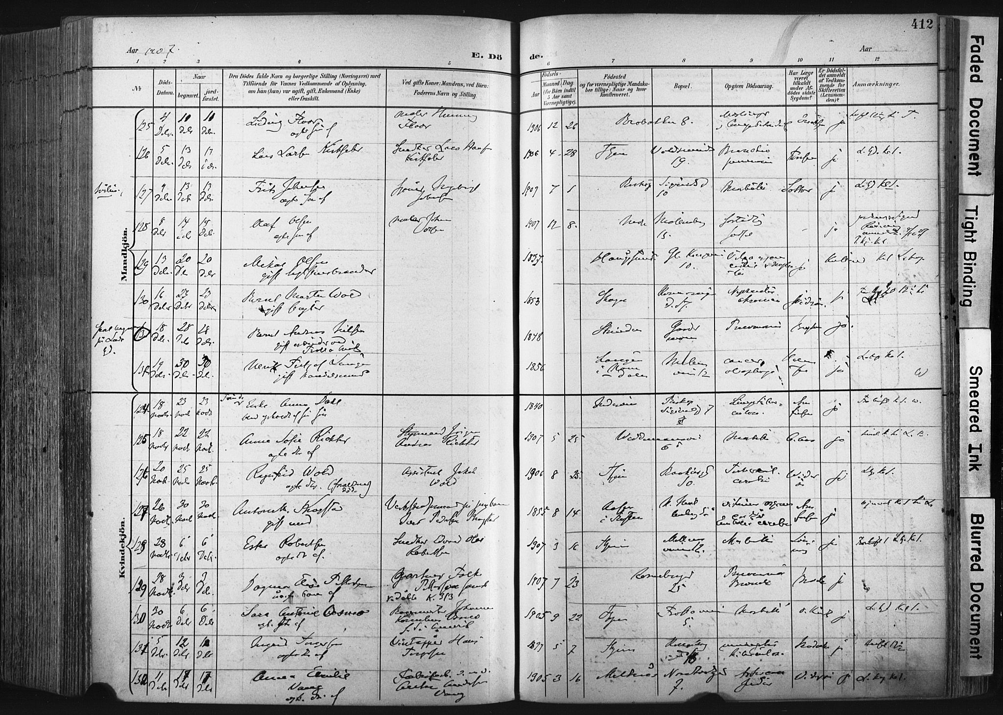 Ministerialprotokoller, klokkerbøker og fødselsregistre - Sør-Trøndelag, SAT/A-1456/604/L0201: Parish register (official) no. 604A21, 1901-1911, p. 412
